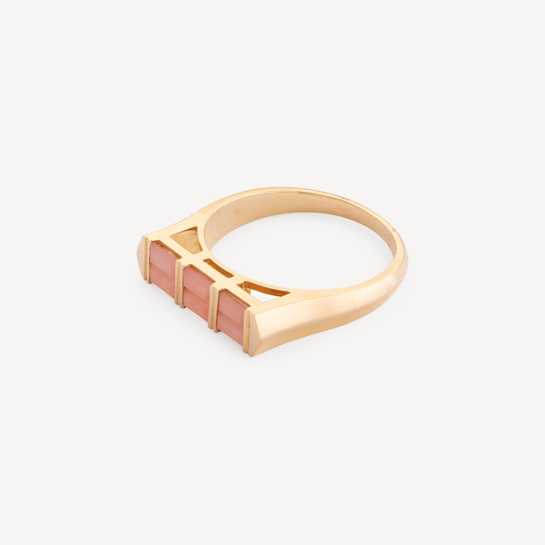 Rosafarbener Opal-Doppel-Baguette-Ring
