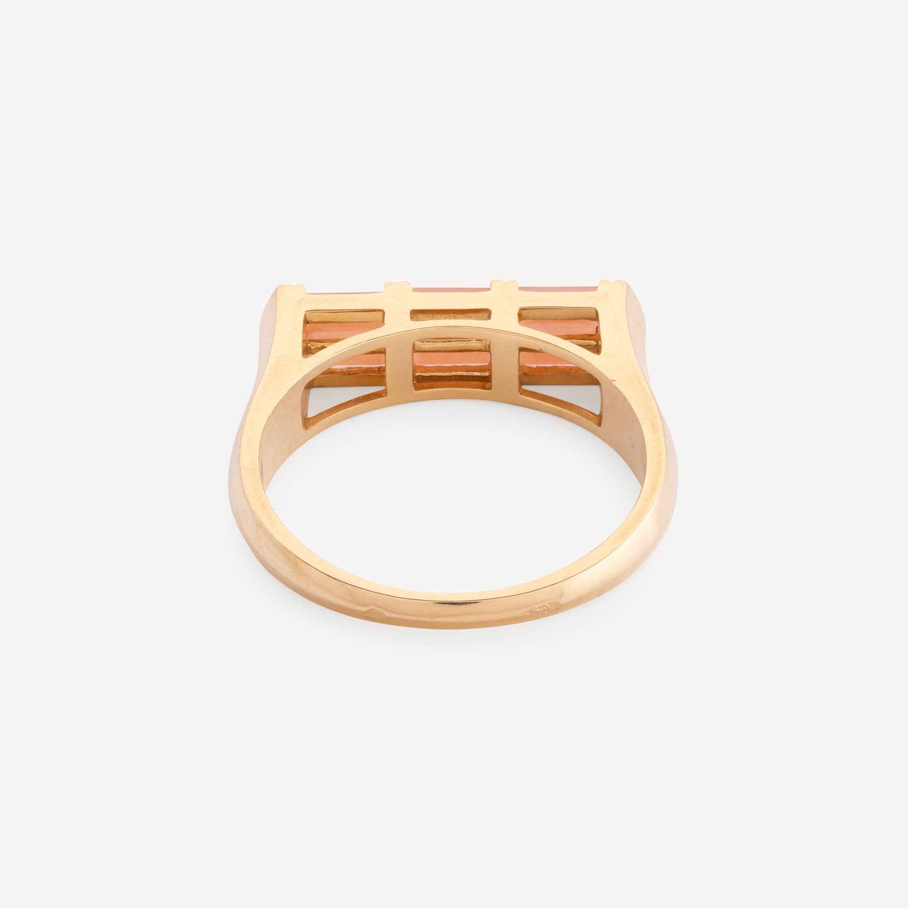 Rosafarbener Opal-Doppel-Baguette-Ring