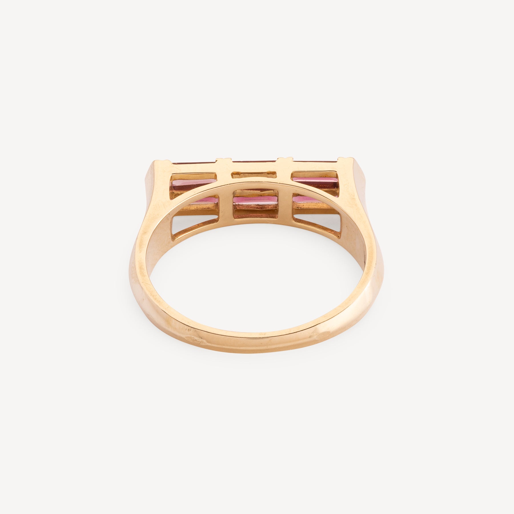 Rosafarbener Turmalin-Doppel-Baguette-Ring