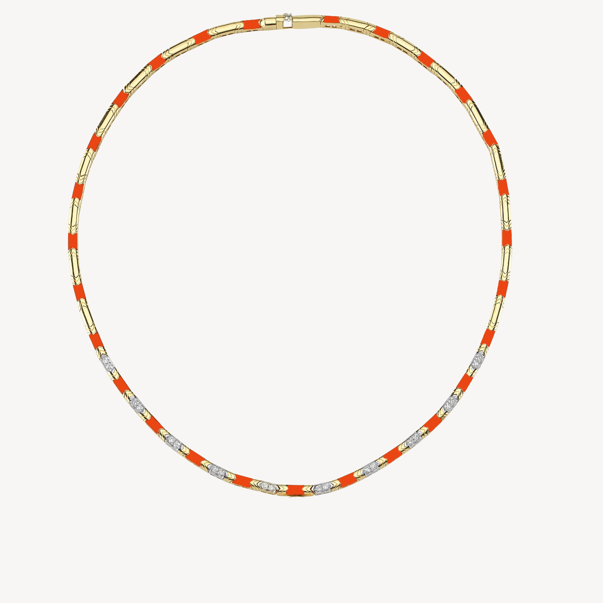 Orange Diamond Enamel Reflection Necklace