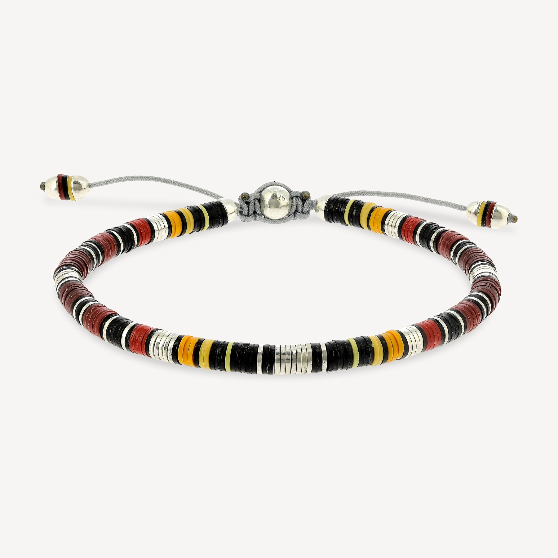 Rizon Burgundy Pattern Beads with Silver Discs