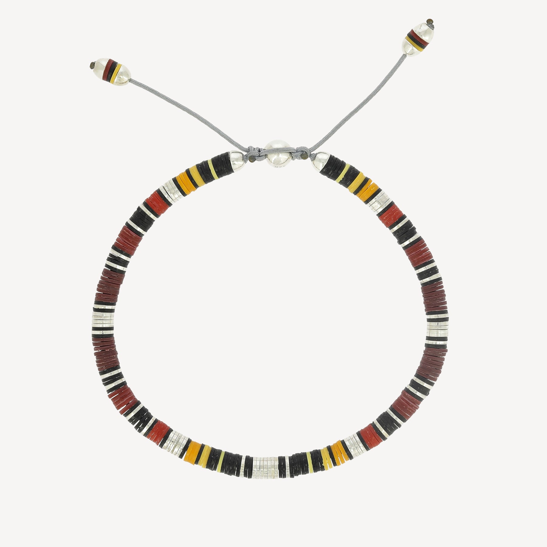 Rizon Burgundy Pattern Beads with Silver Discs