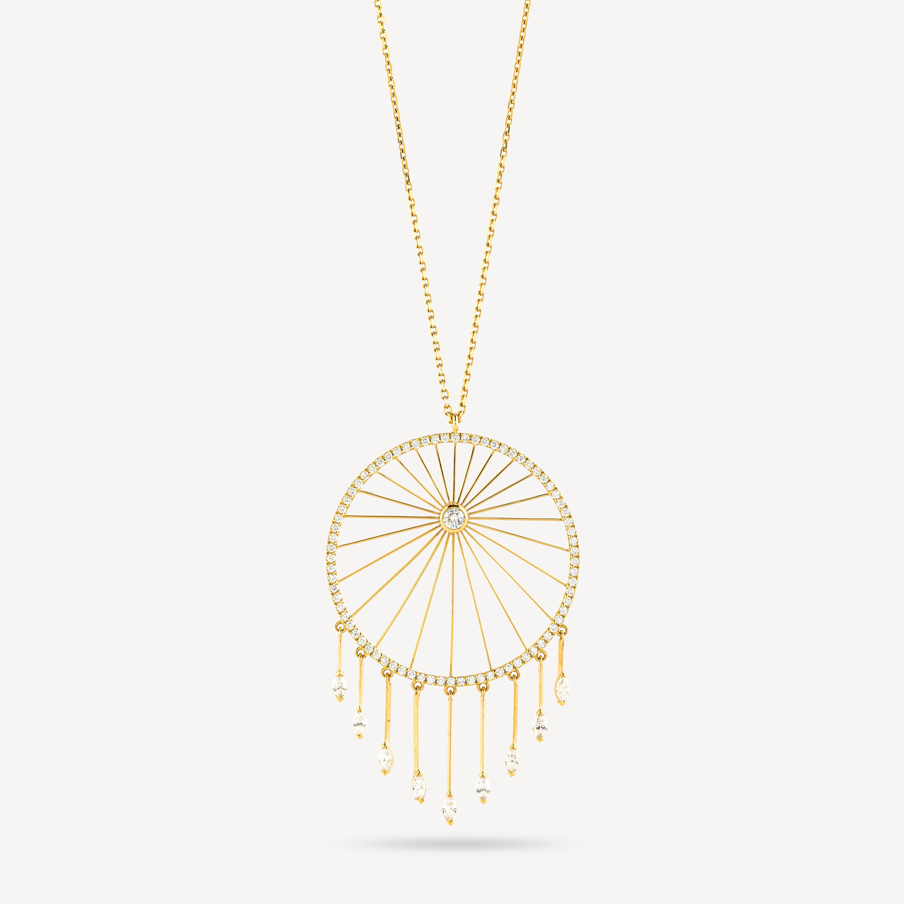 Ardente Round Long Necklace Yellow Gold Diamonds