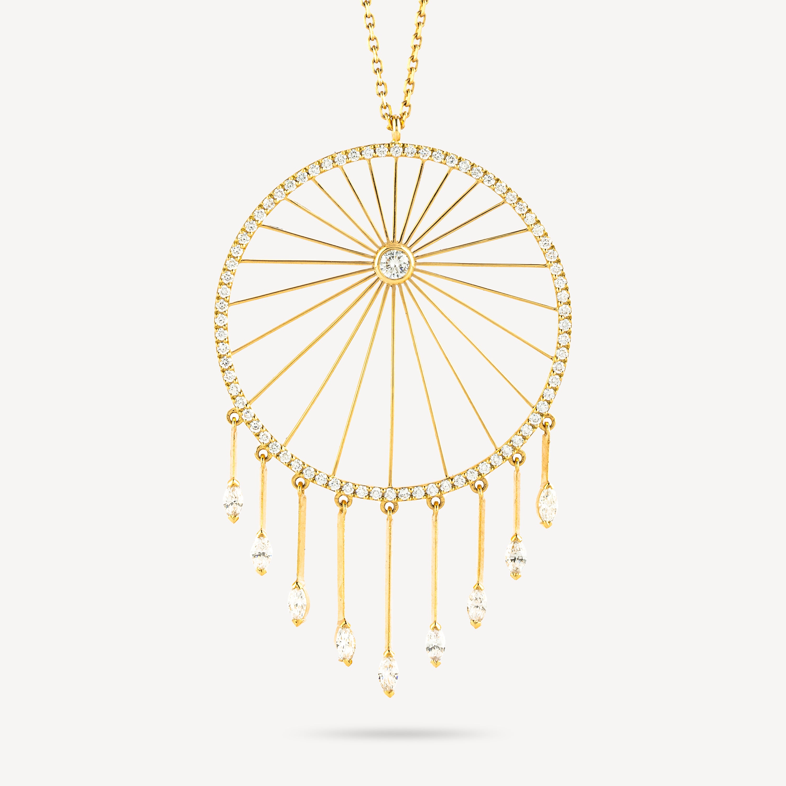 Ardente Round Long Necklace Yellow Gold Diamonds