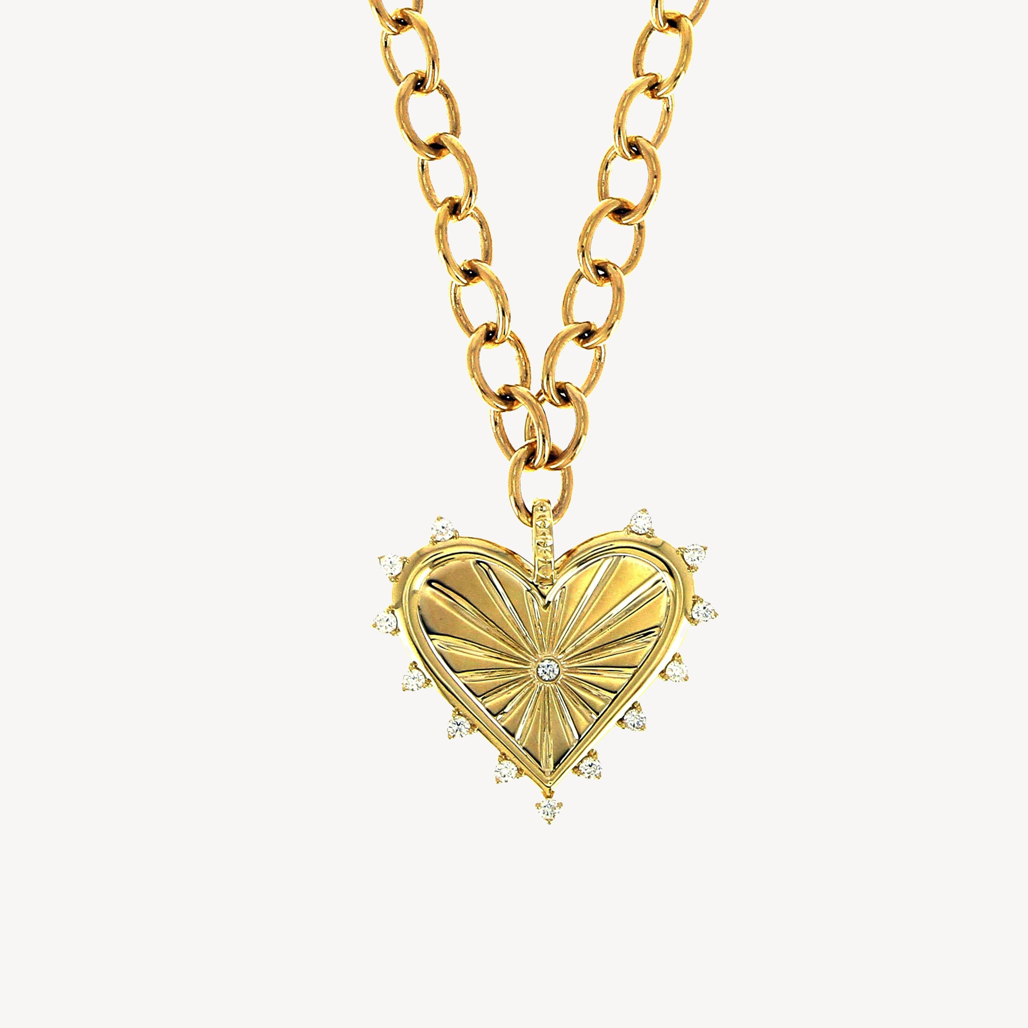 Spiked Heart White Diamond Necklace