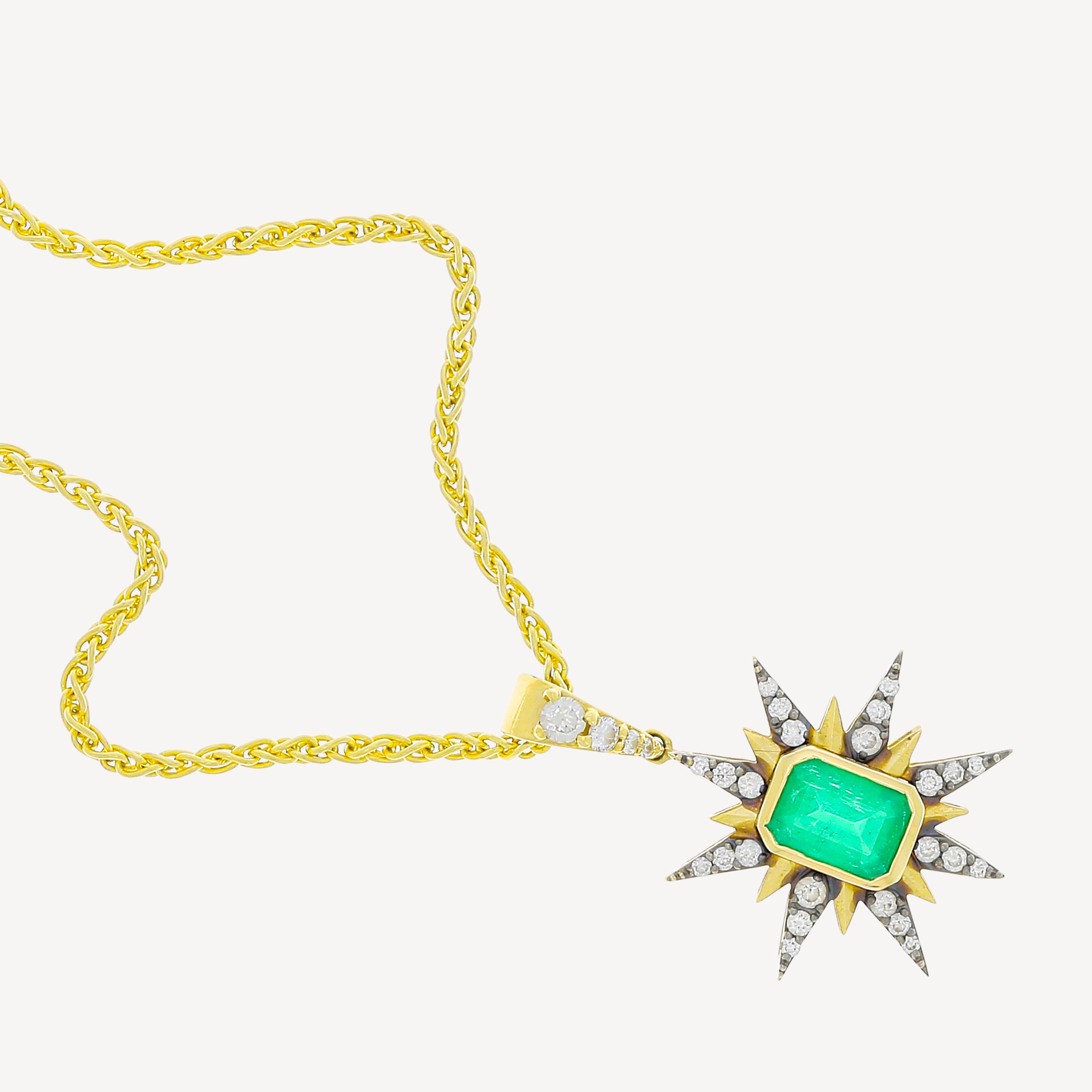 Starburst Charm Emerald Necklace