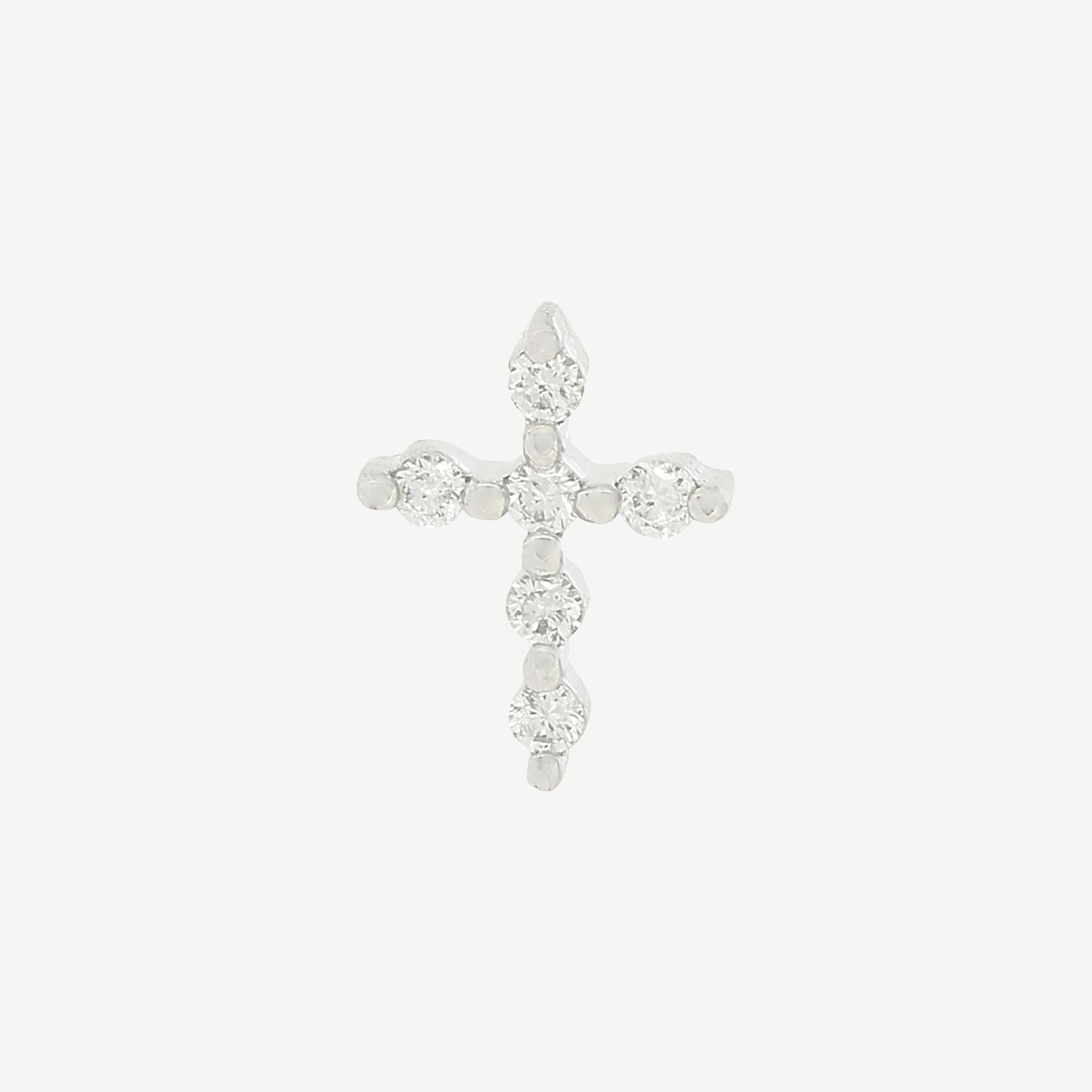 Stud Croix 6 Diamants Or Blanc