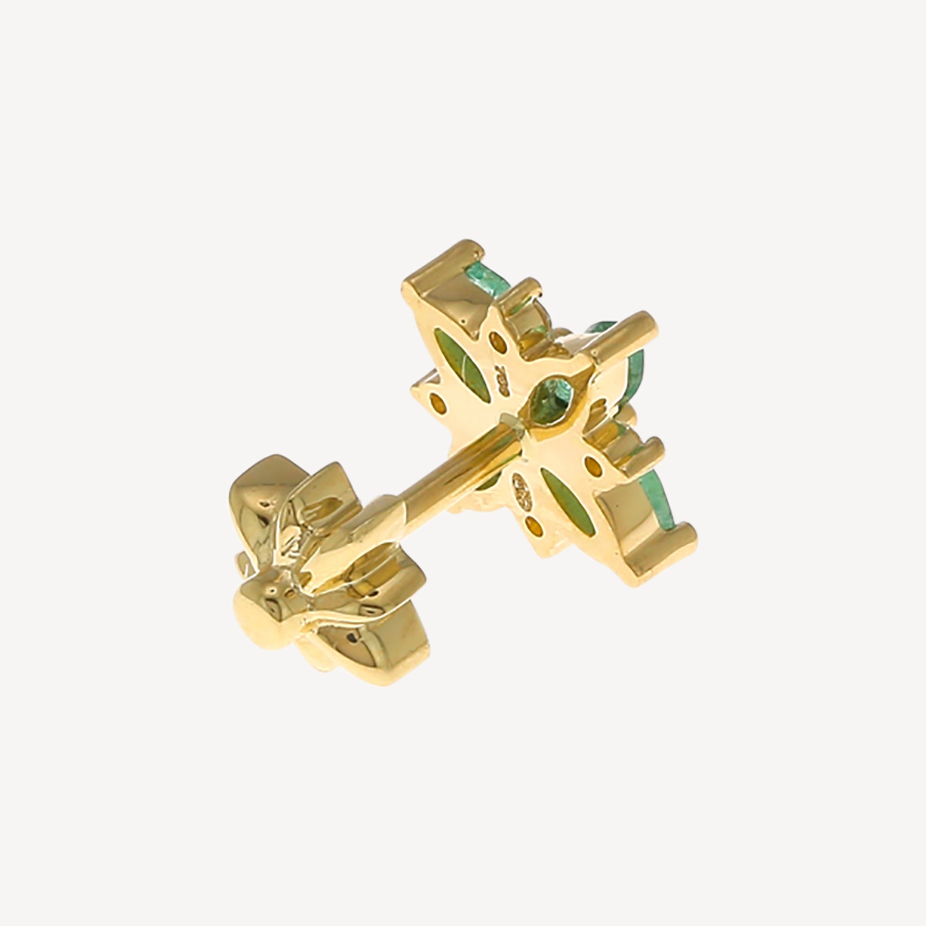 Stud Fleur Emeraudes 4 Marquises Or Jaune