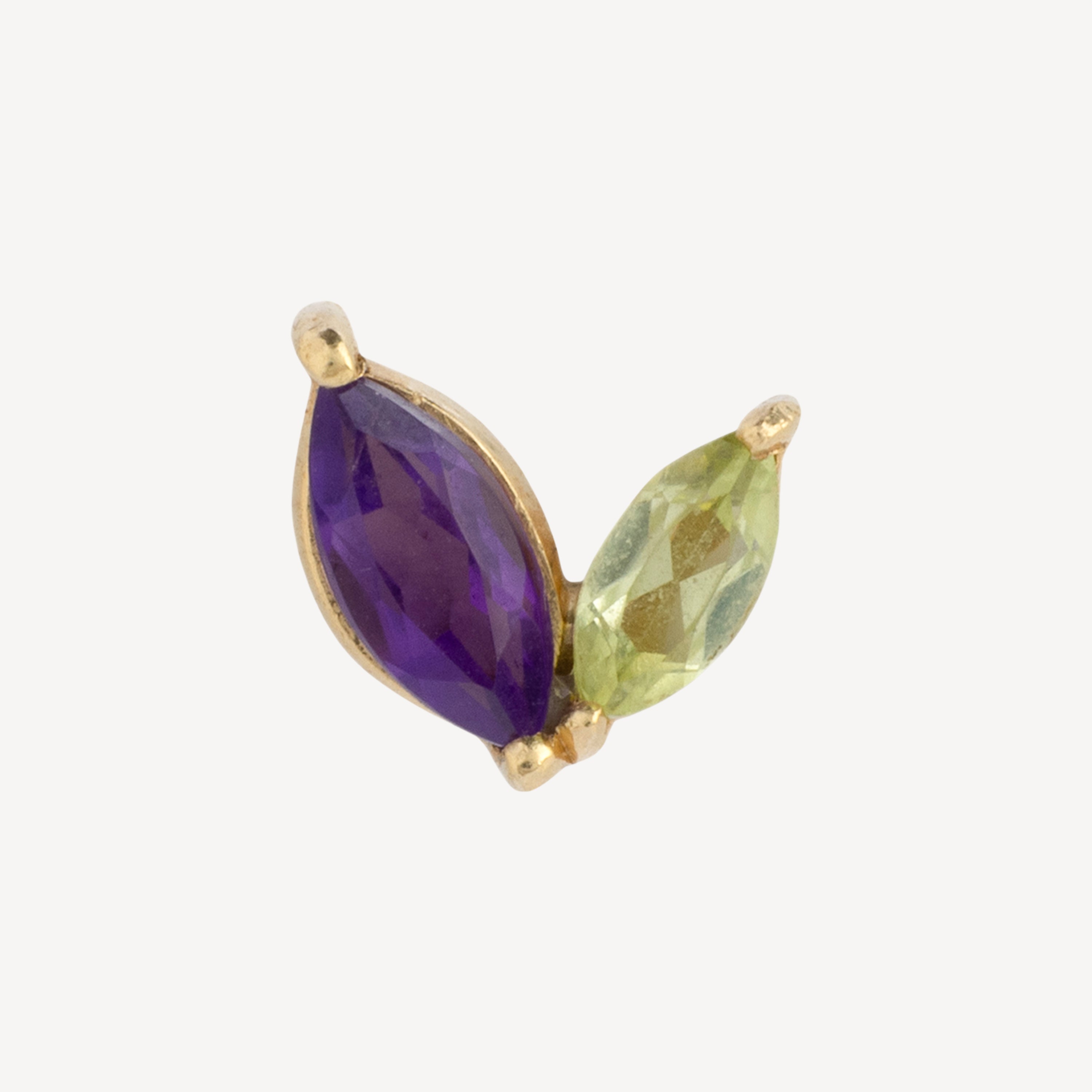 Marquise Amethyst and Topaz Yellow Gold Stud