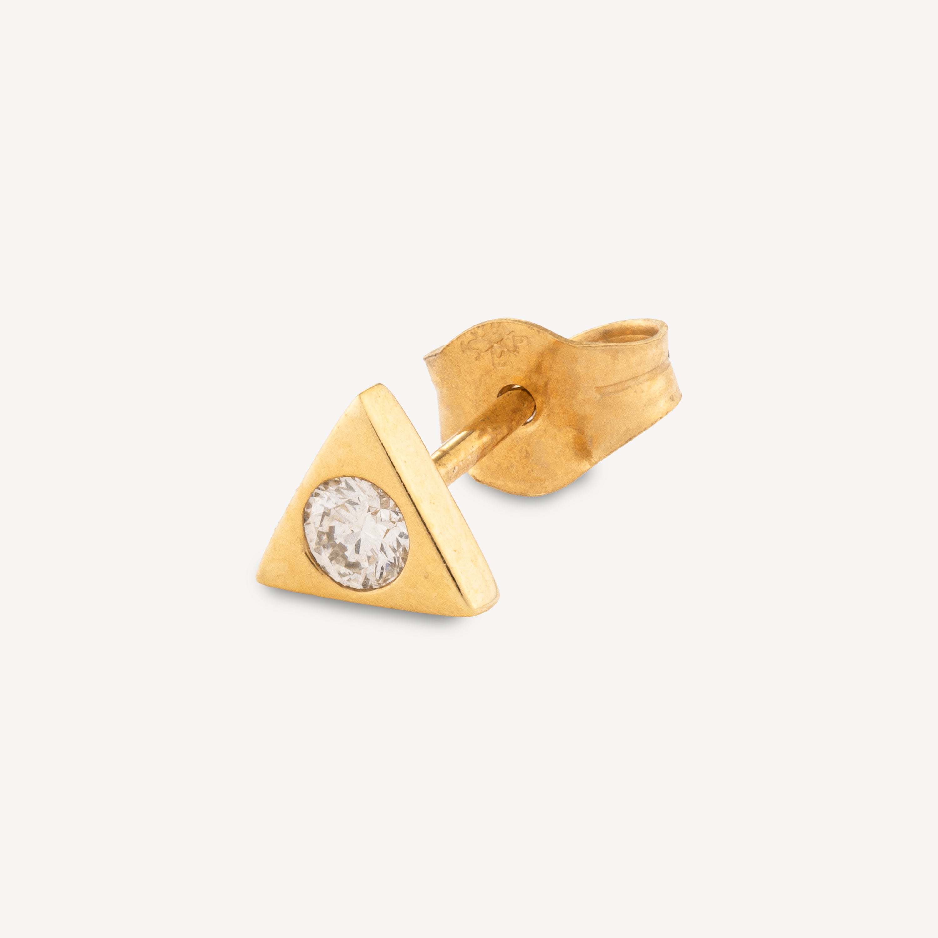 Mini Triangle Diamond Stud Yellow Gold