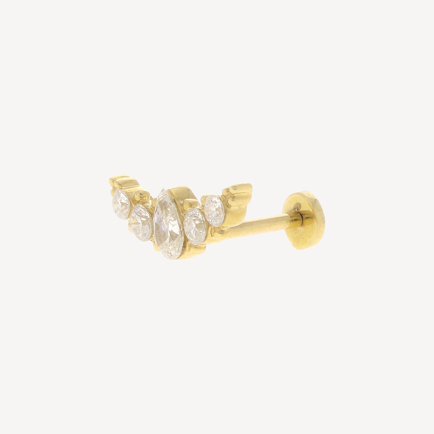 Stud Birne und Brillanten Unsichtbare Fassung Gelbgold