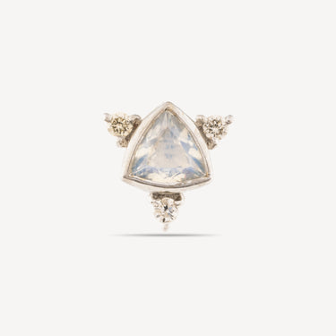 White Gold Triangle Moonstone Diamond Stud