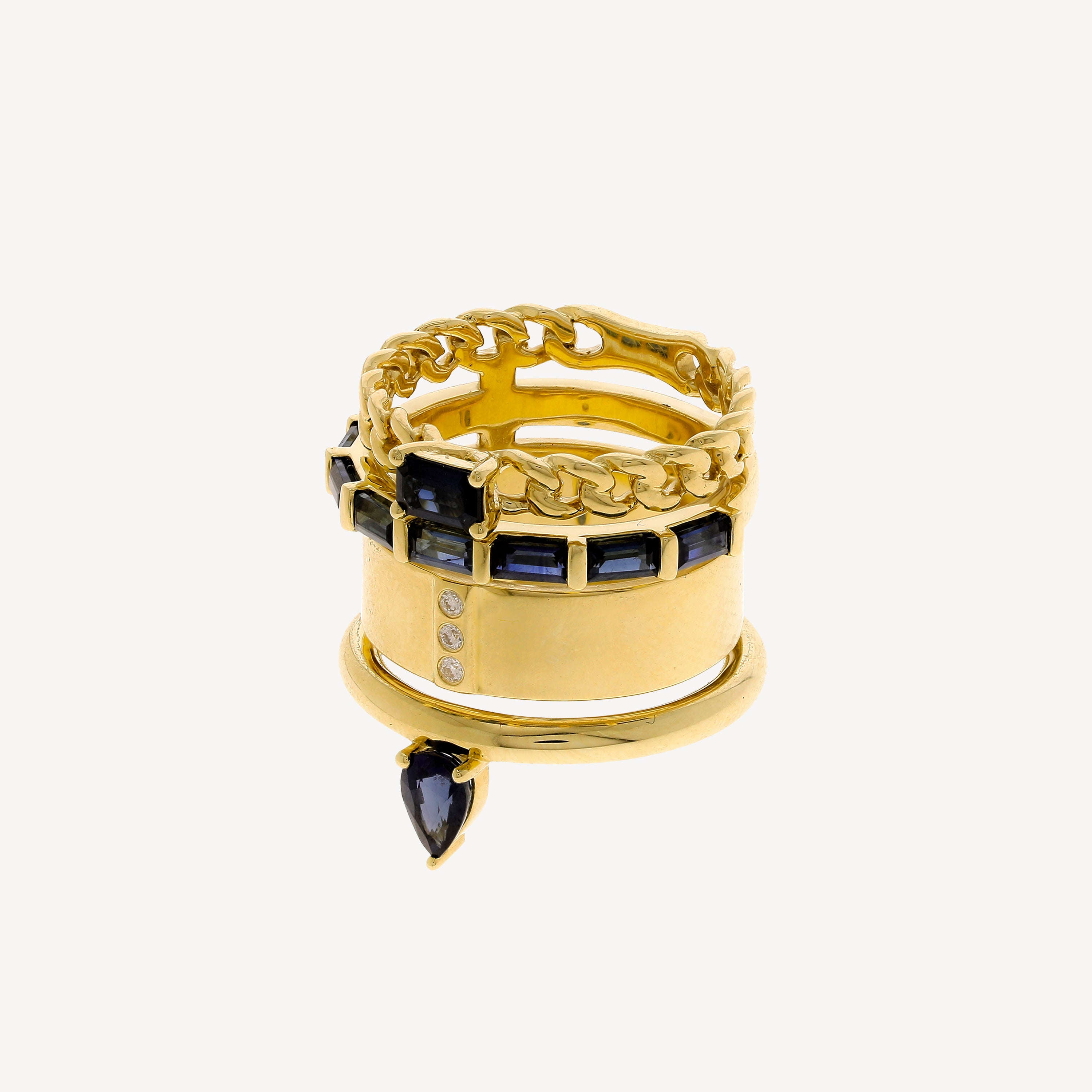 The Type Stack Blue and White Sapphires Ring