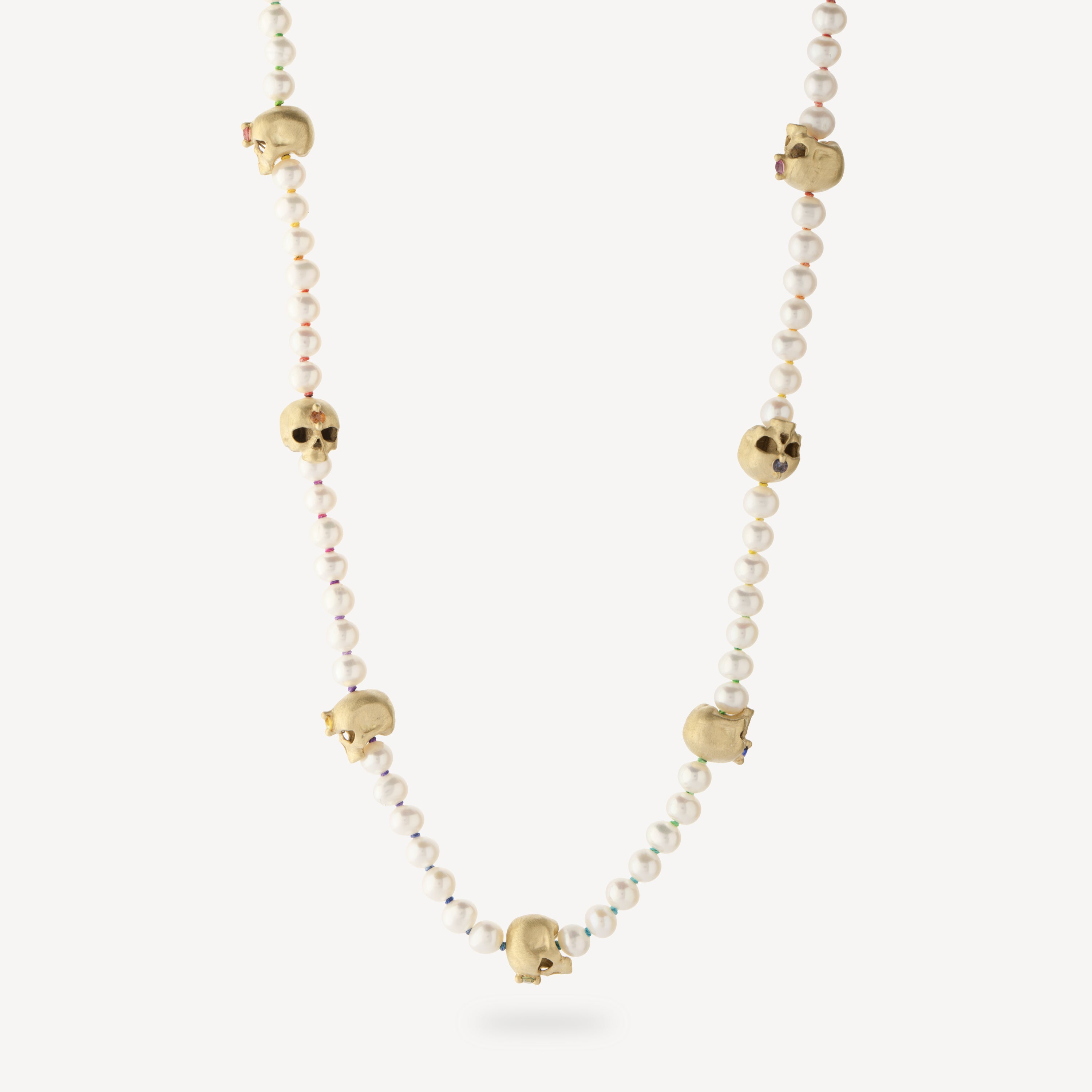 White Pearl Hopes &amp; Dreams Skull Necklace