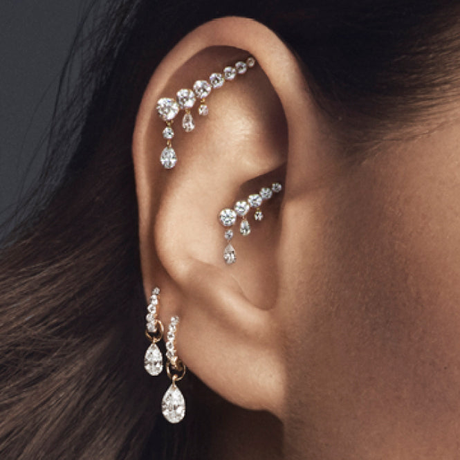 Crescendo Bar Diamant 11mm Gelbgold Stud