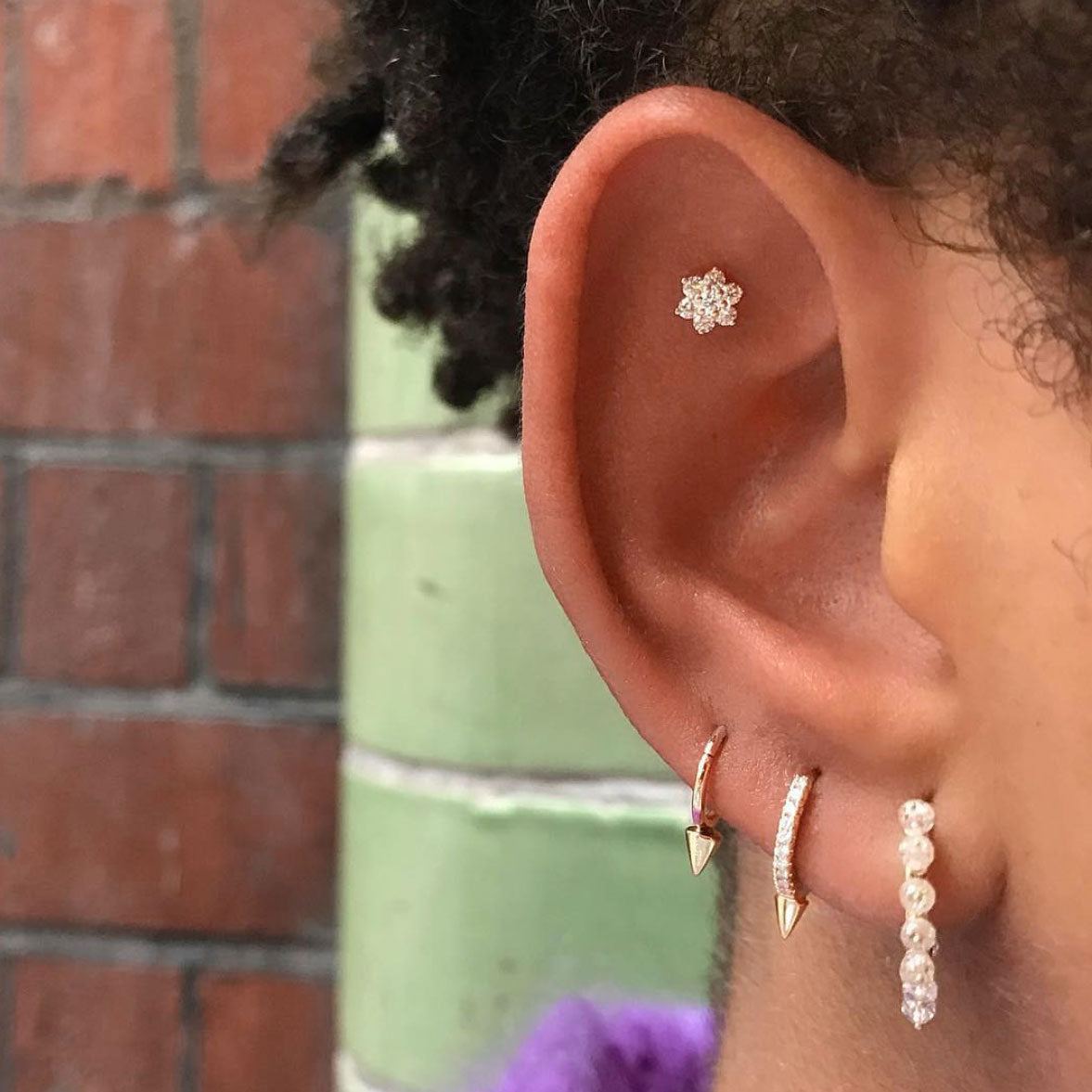 Boucle d’oreille Spike Diamond Eternity 8mm Or Blanc