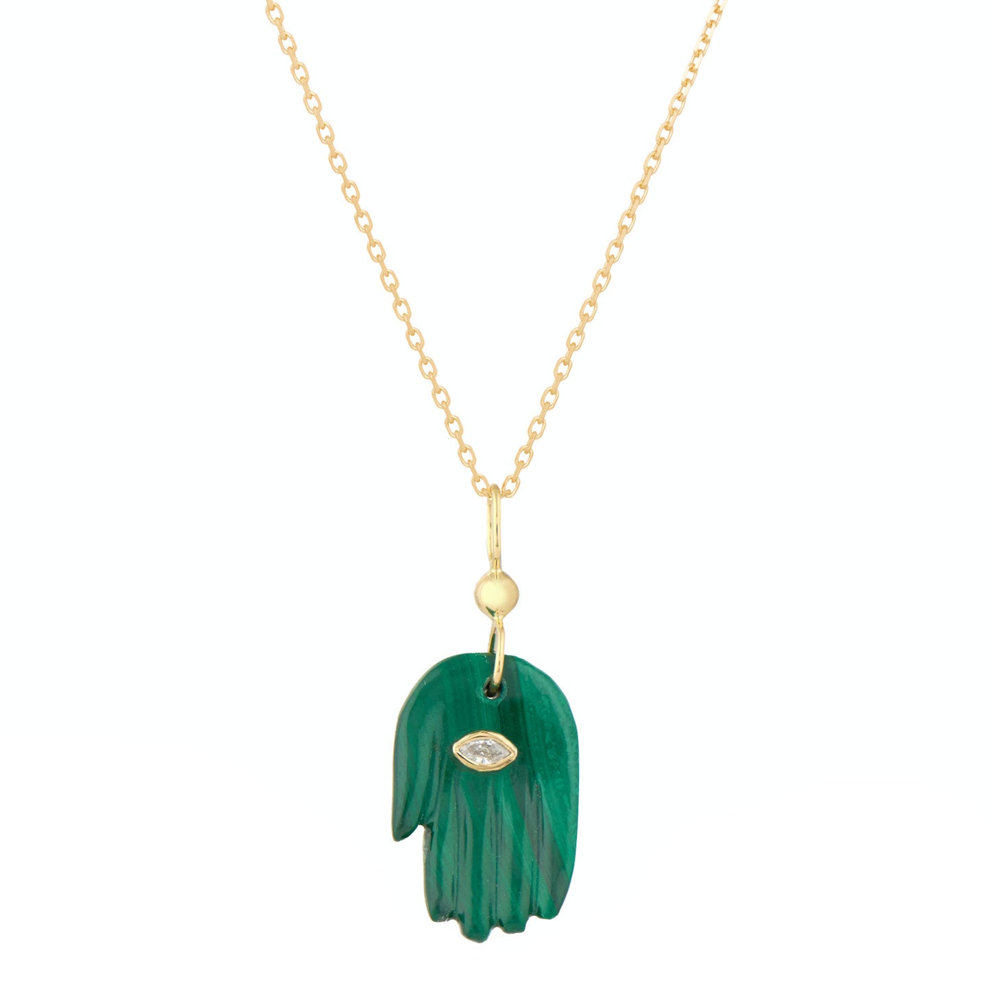 Collier Main Malachite et Oeil Marquise Diamant