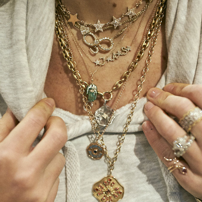 Collier Main Malachite et Oeil Marquise Diamant
