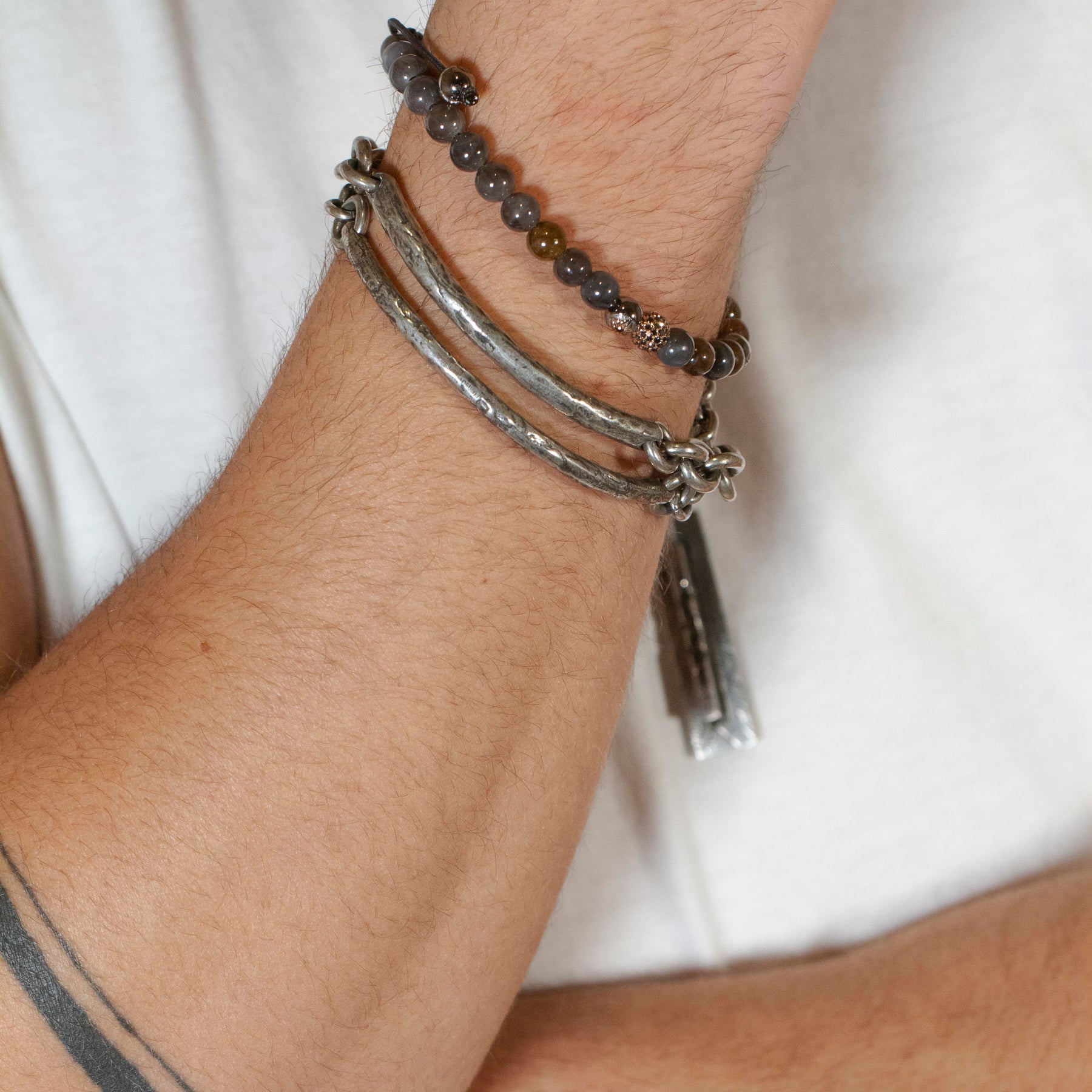 Saphir Marron et Gris Armband