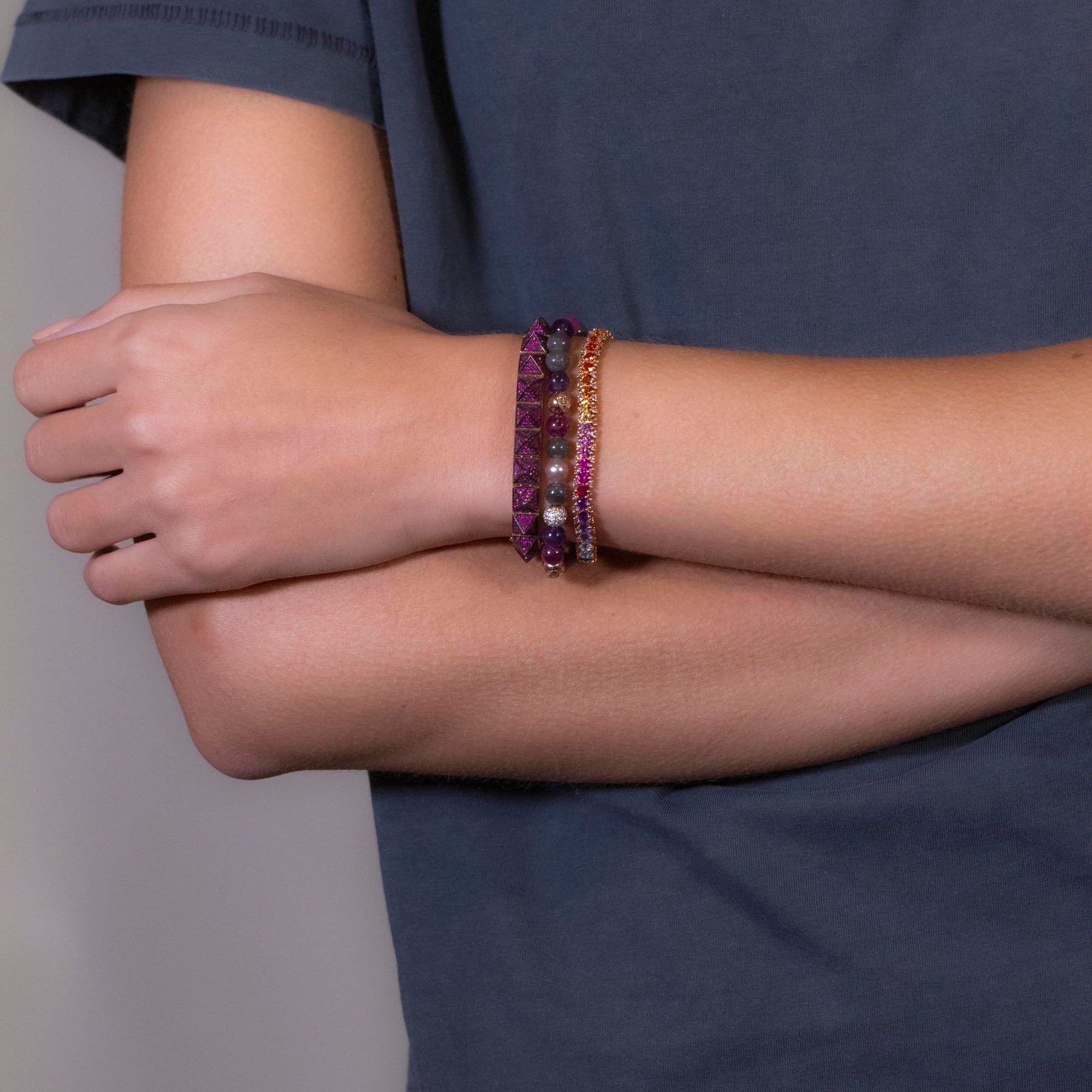 Bracelet Perle d'Eau Douce Rose et Rubis