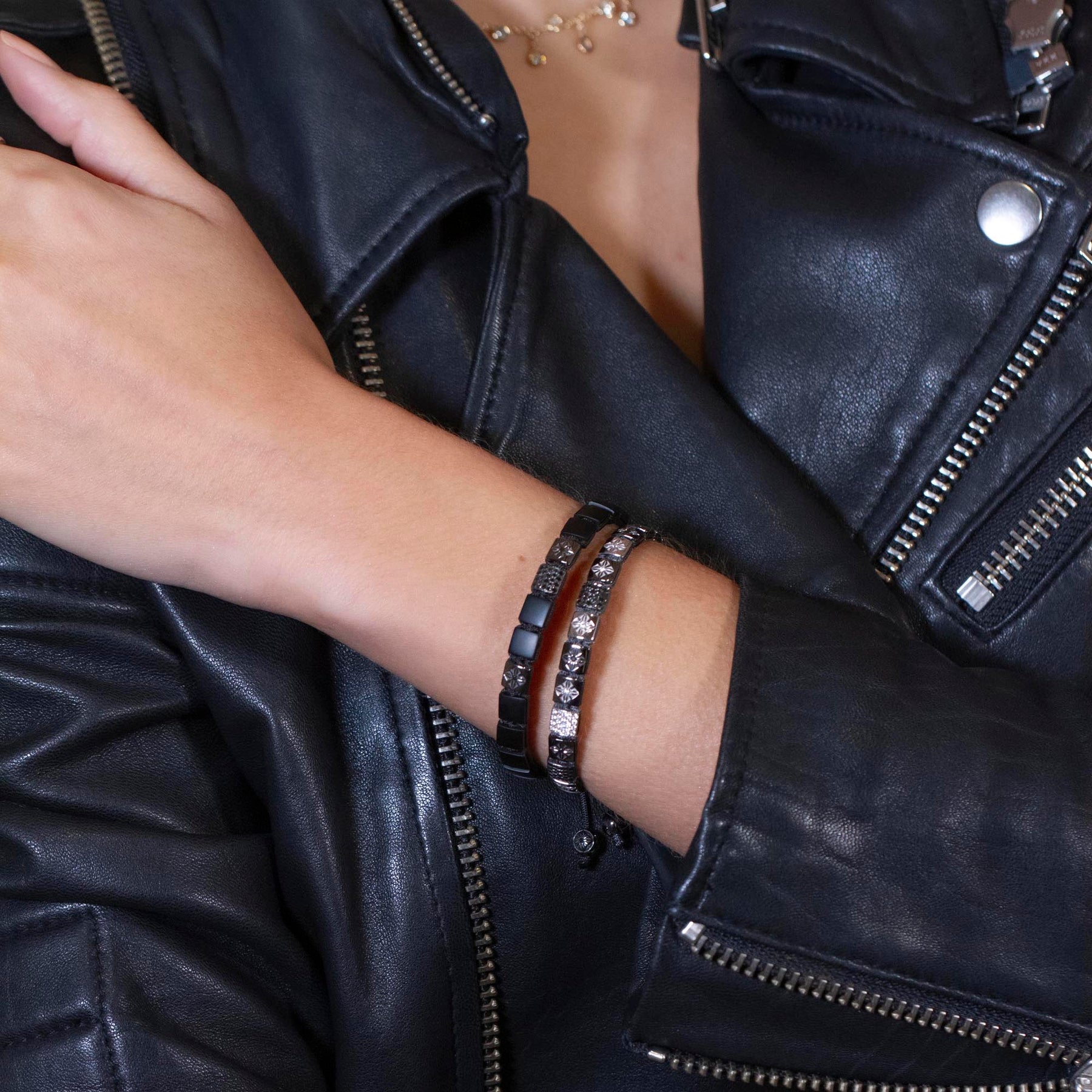 Diamants Noirs et Onyx Armband