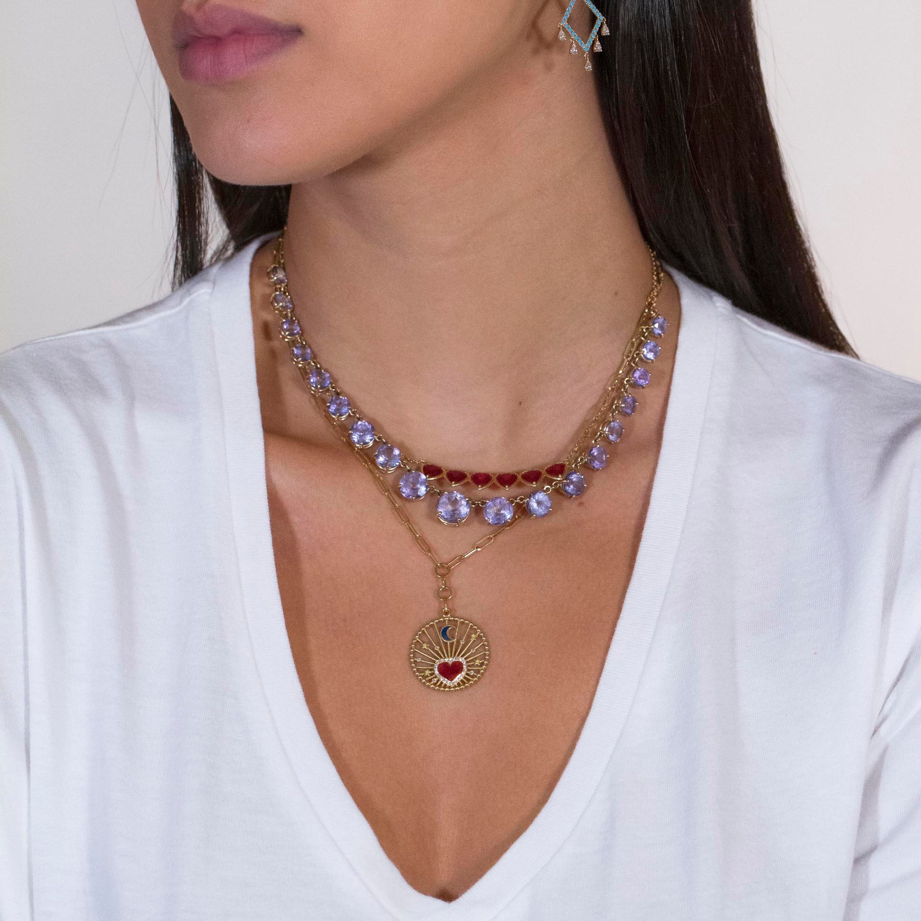Collier Gradué Topaze Ronde Violet Clair