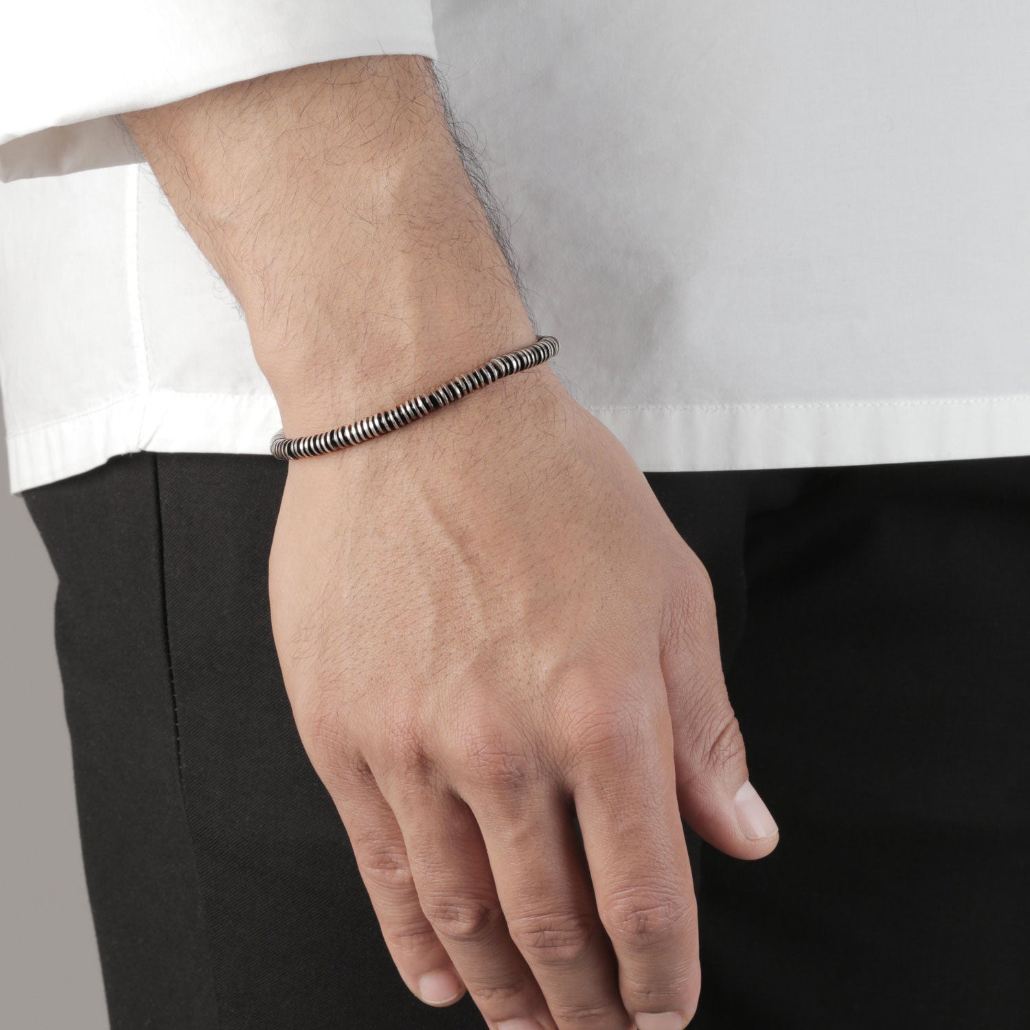 Small and Large Black Silver Discs Armband