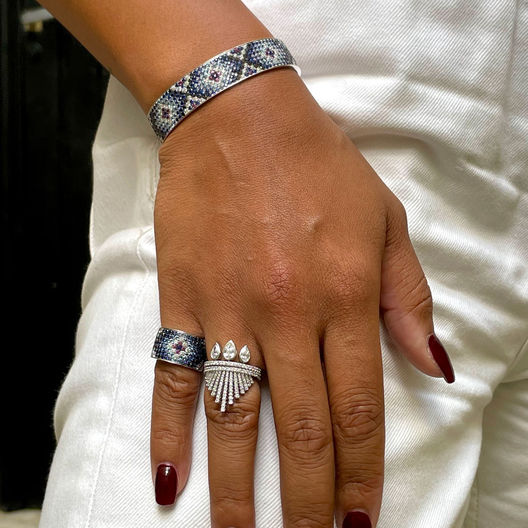 Bague Gisèle 7 Rangs Or Blanc