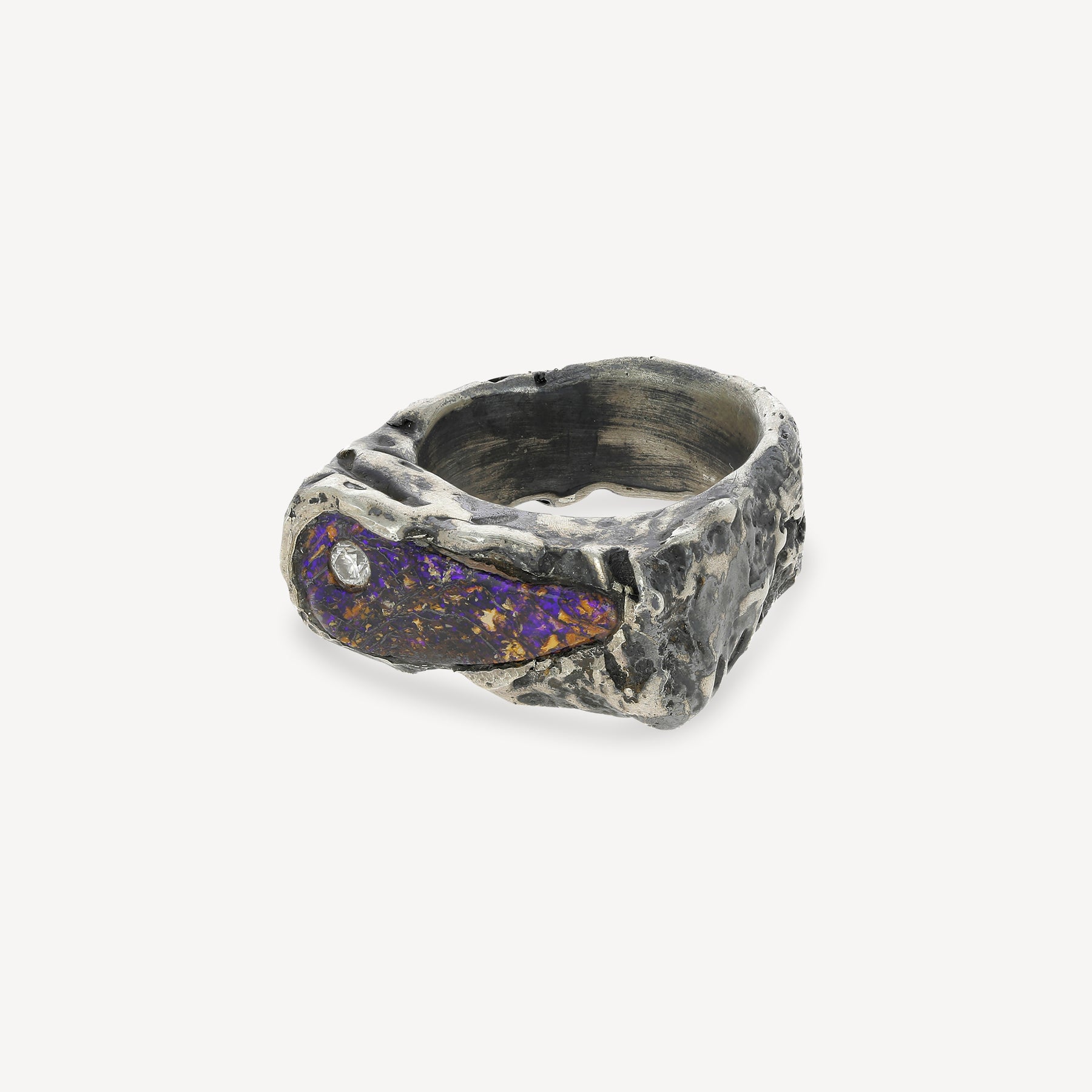 Violettem Opal und Diamant Rechteckiger Ring
