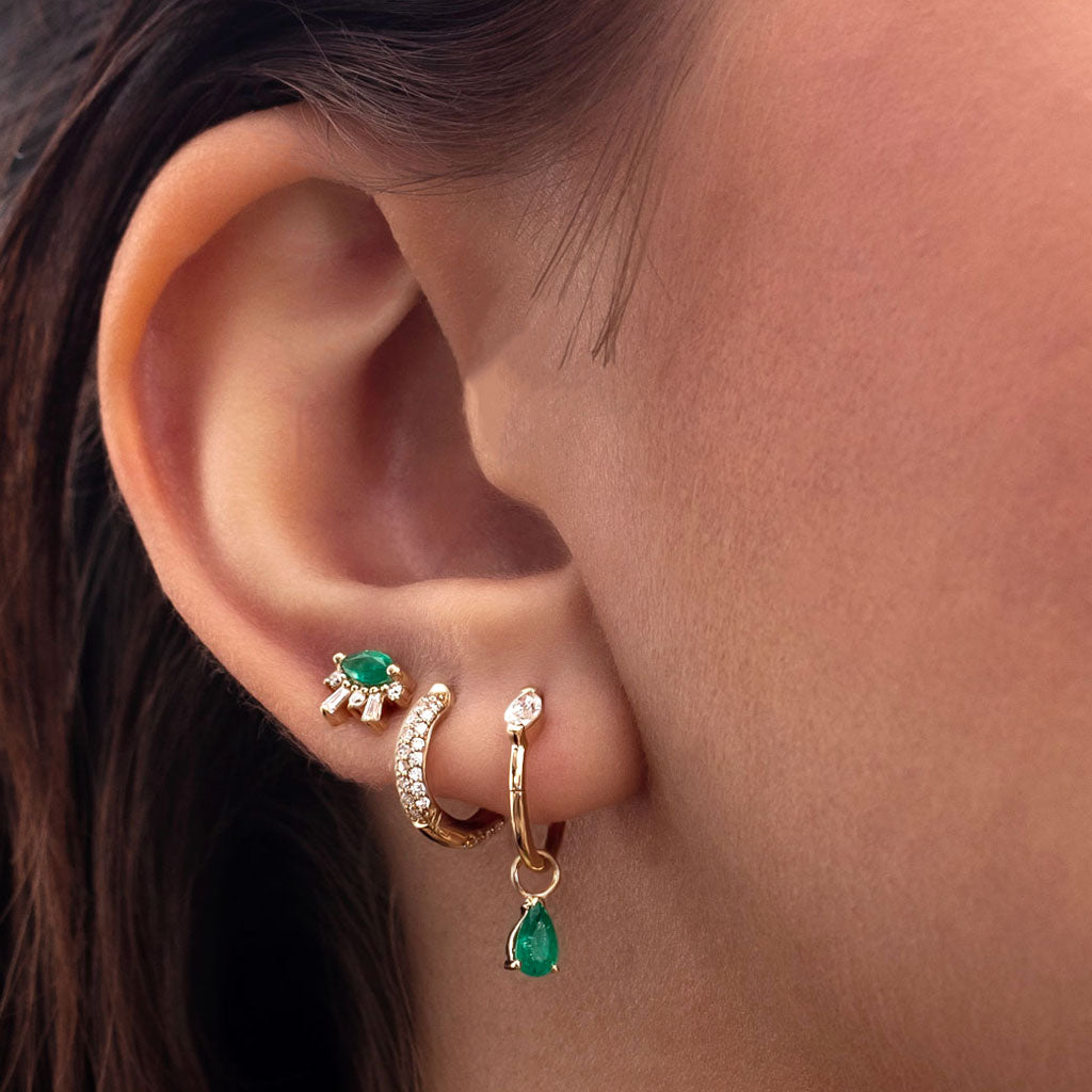 Emerald Pear Yellow Gold Charm