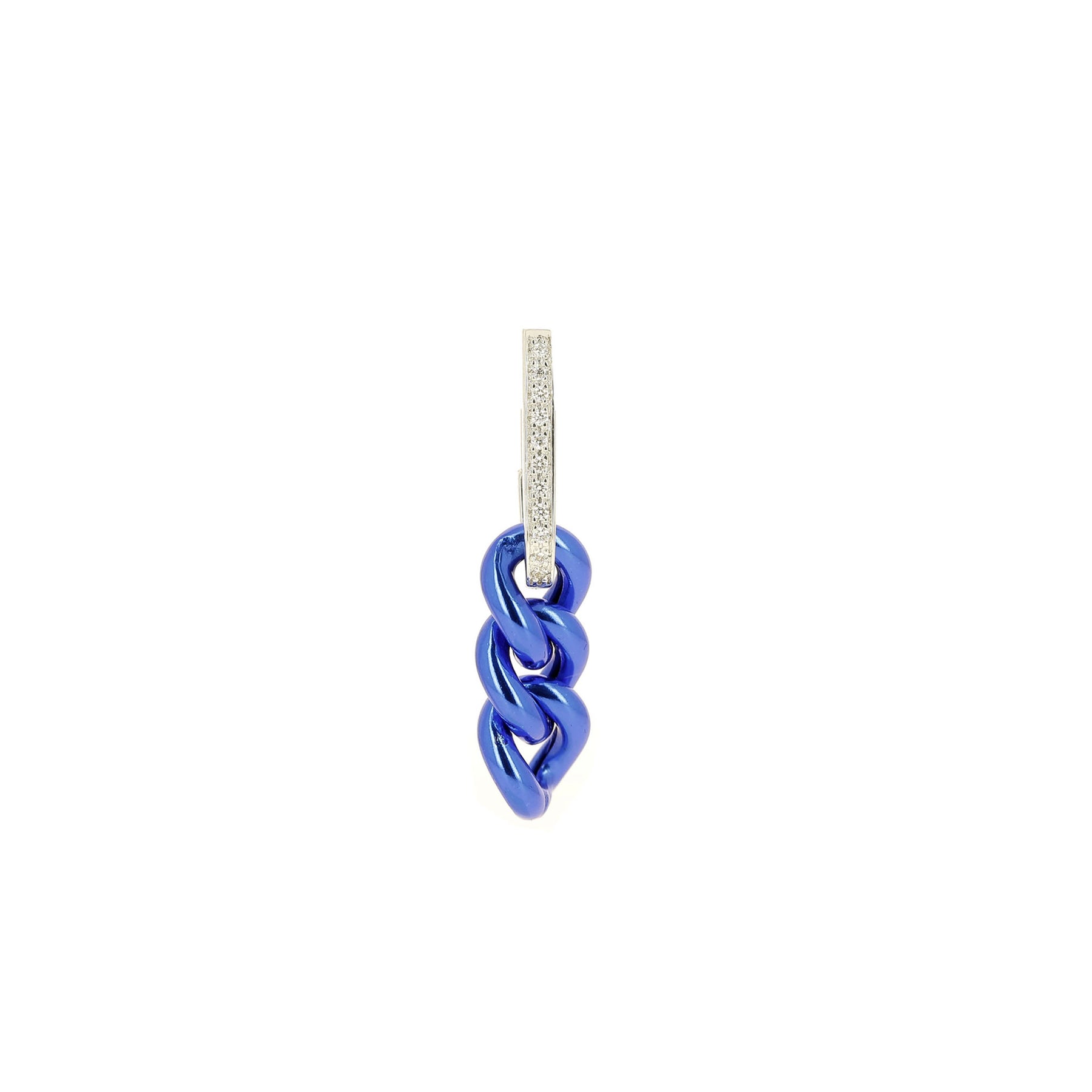 Boucle d'oreille Cuban Electric Blue Or Blanc