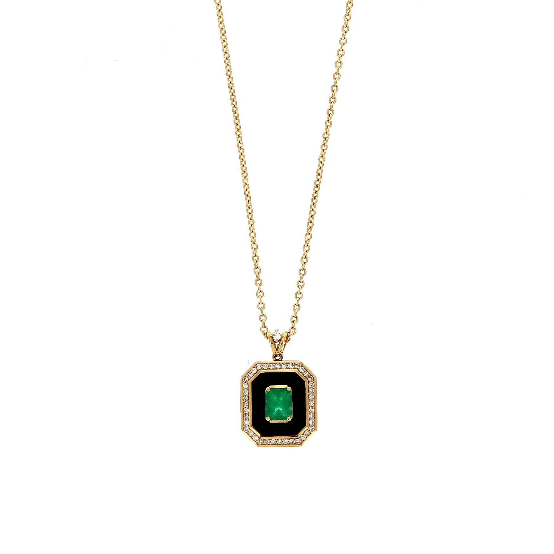 Collier Fizzy Black Classic avec Emeraude