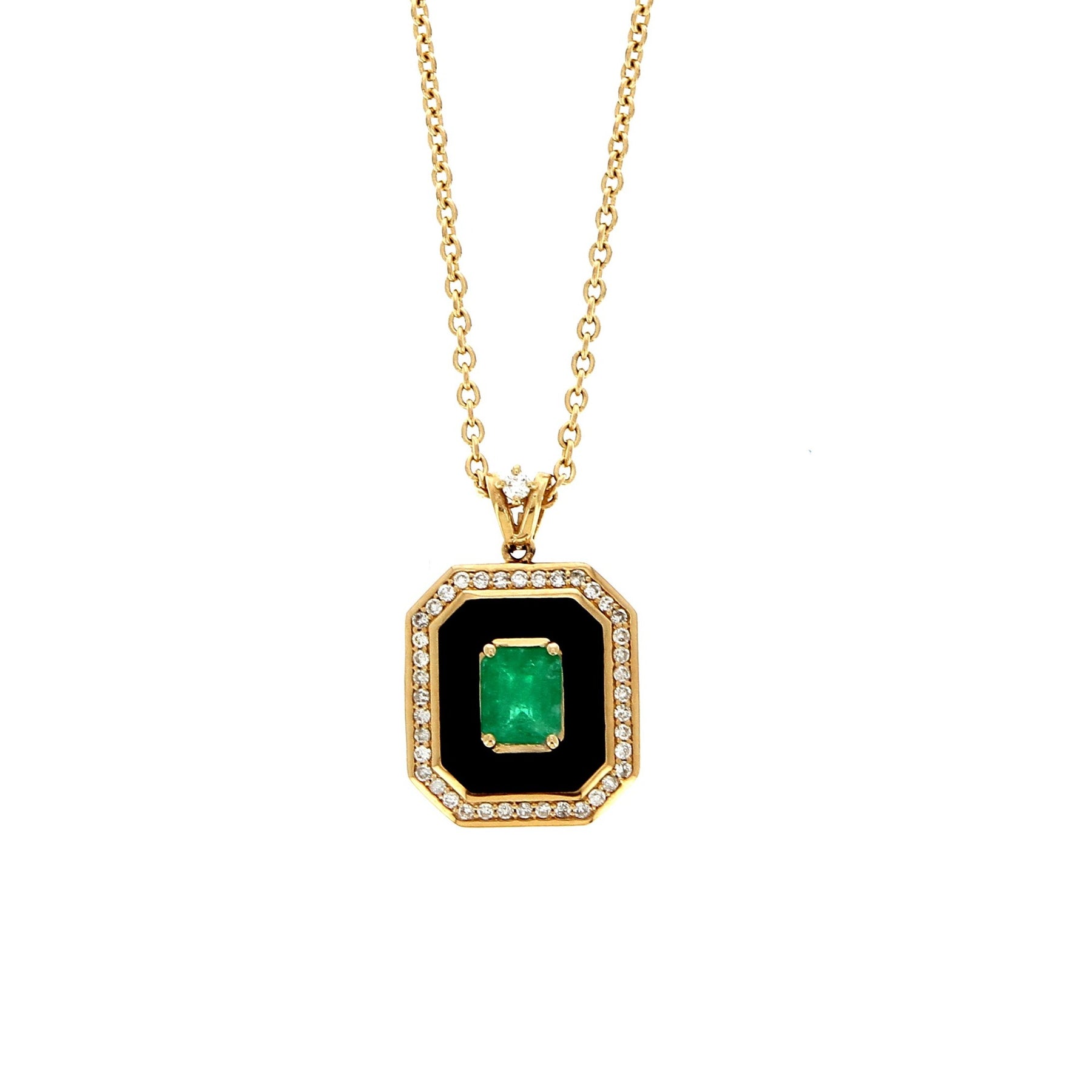 Collier Fizzy Black Classic avec Emeraude