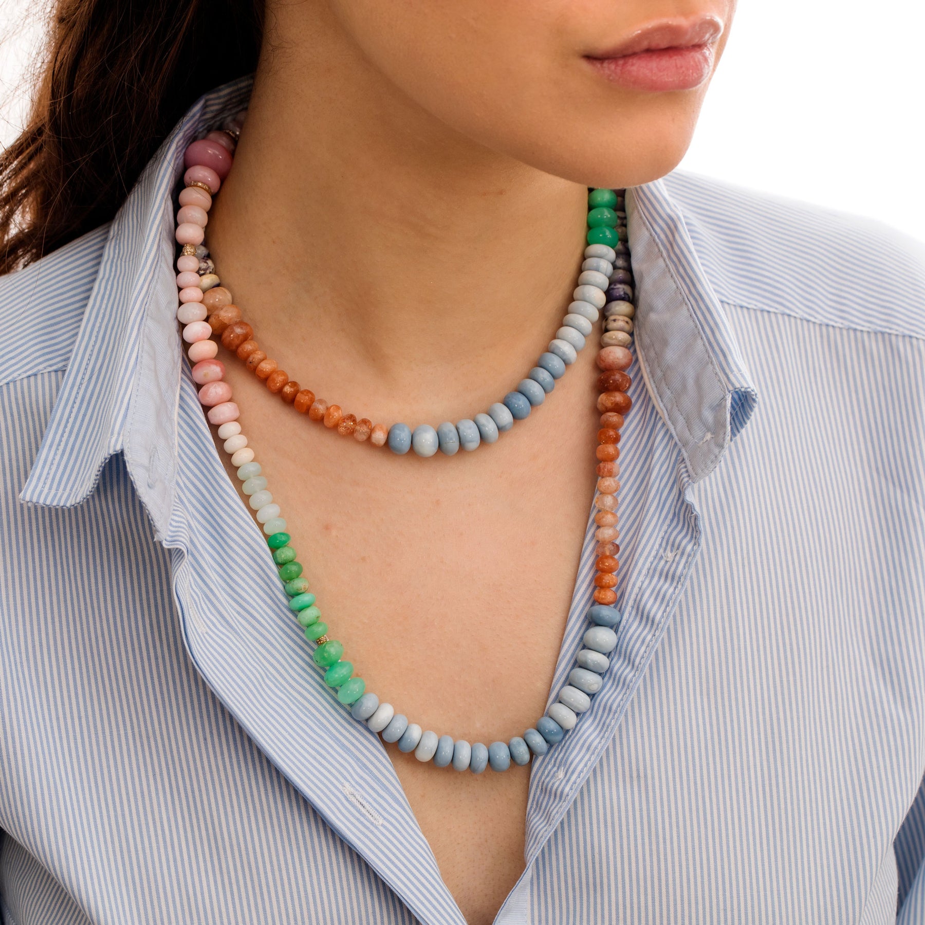 Collier Graduated Multi Opal Beaded
