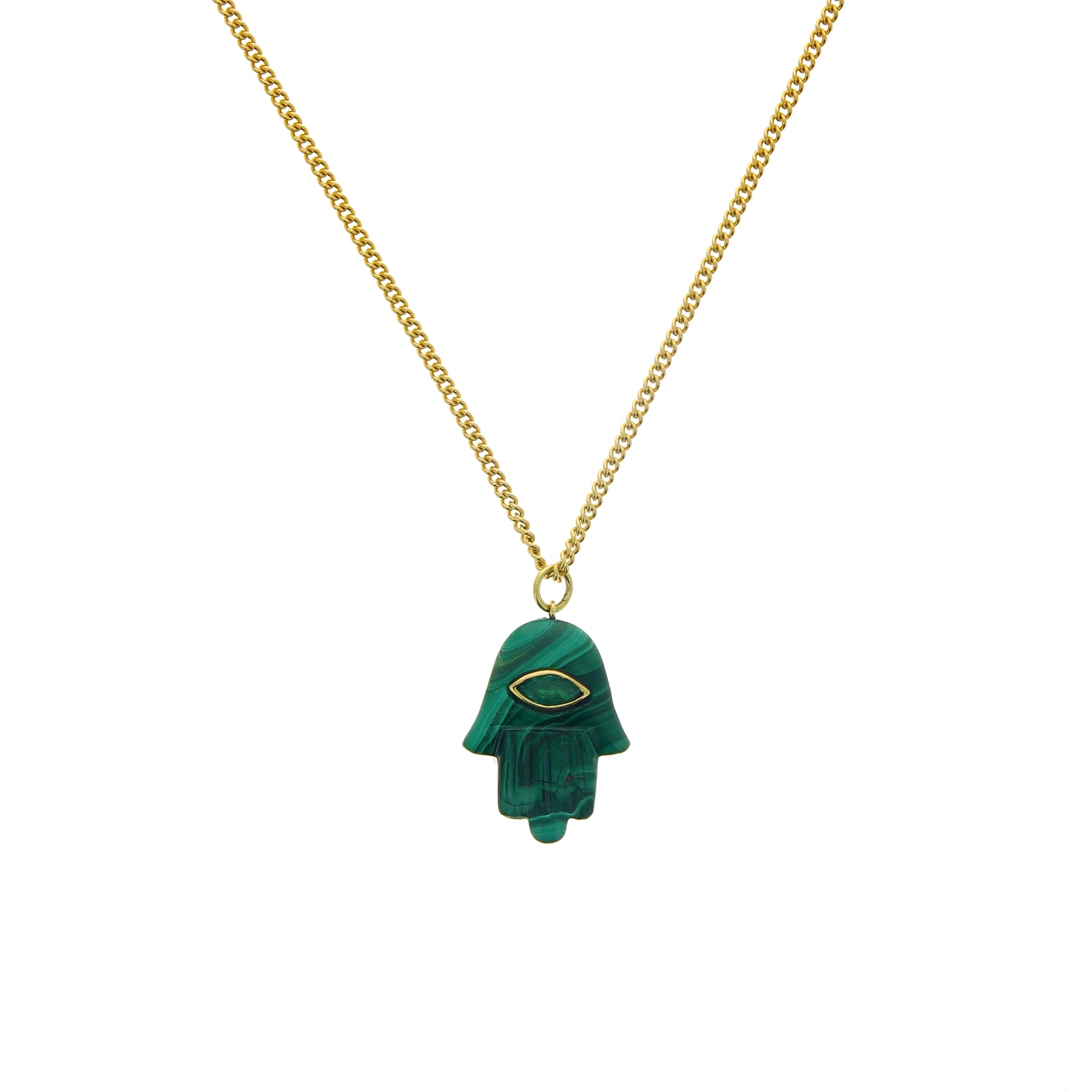 Hamsa Malachit Marquise Smaragd Charm