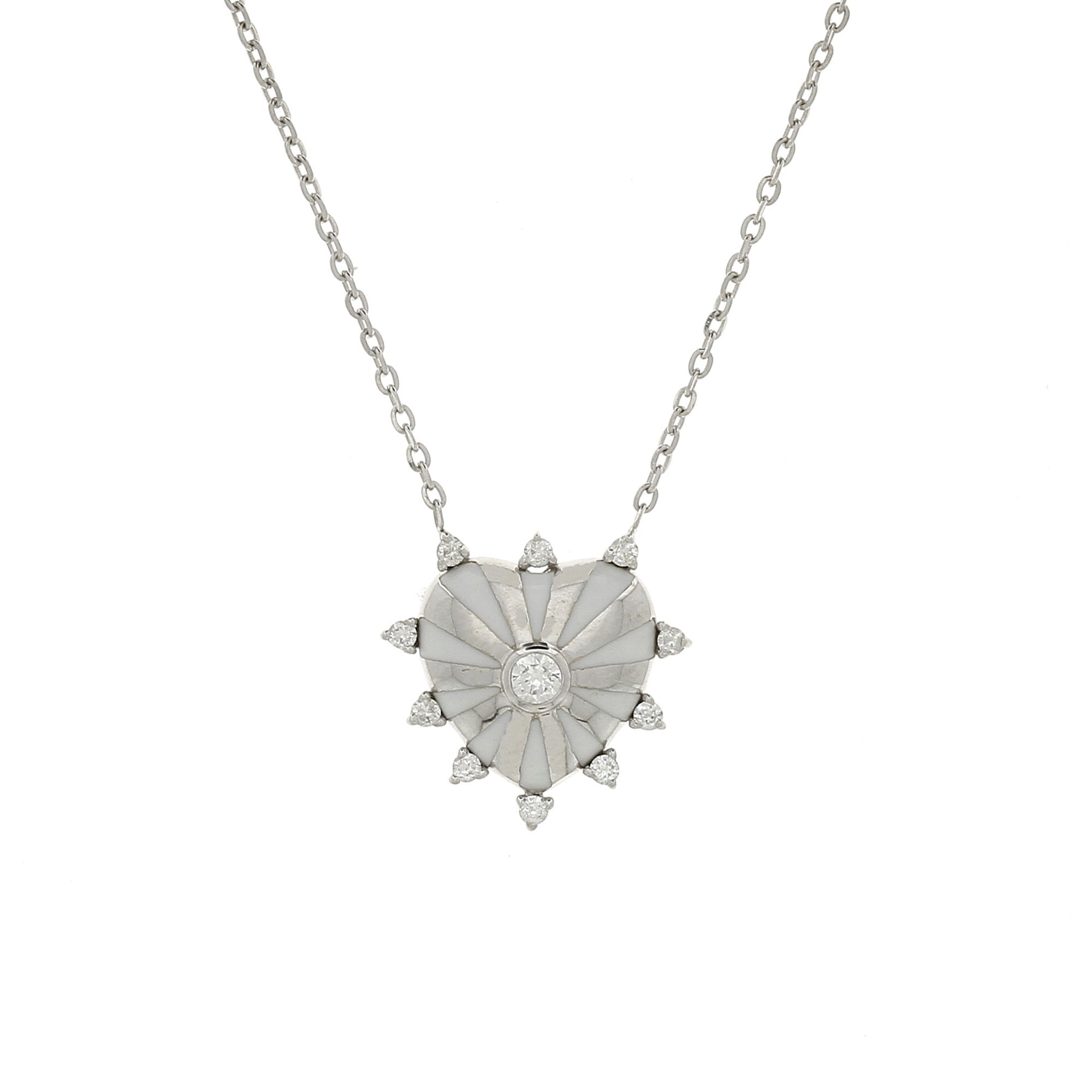 Collier Mini Mila Coeur Email Blanc Or Blanc