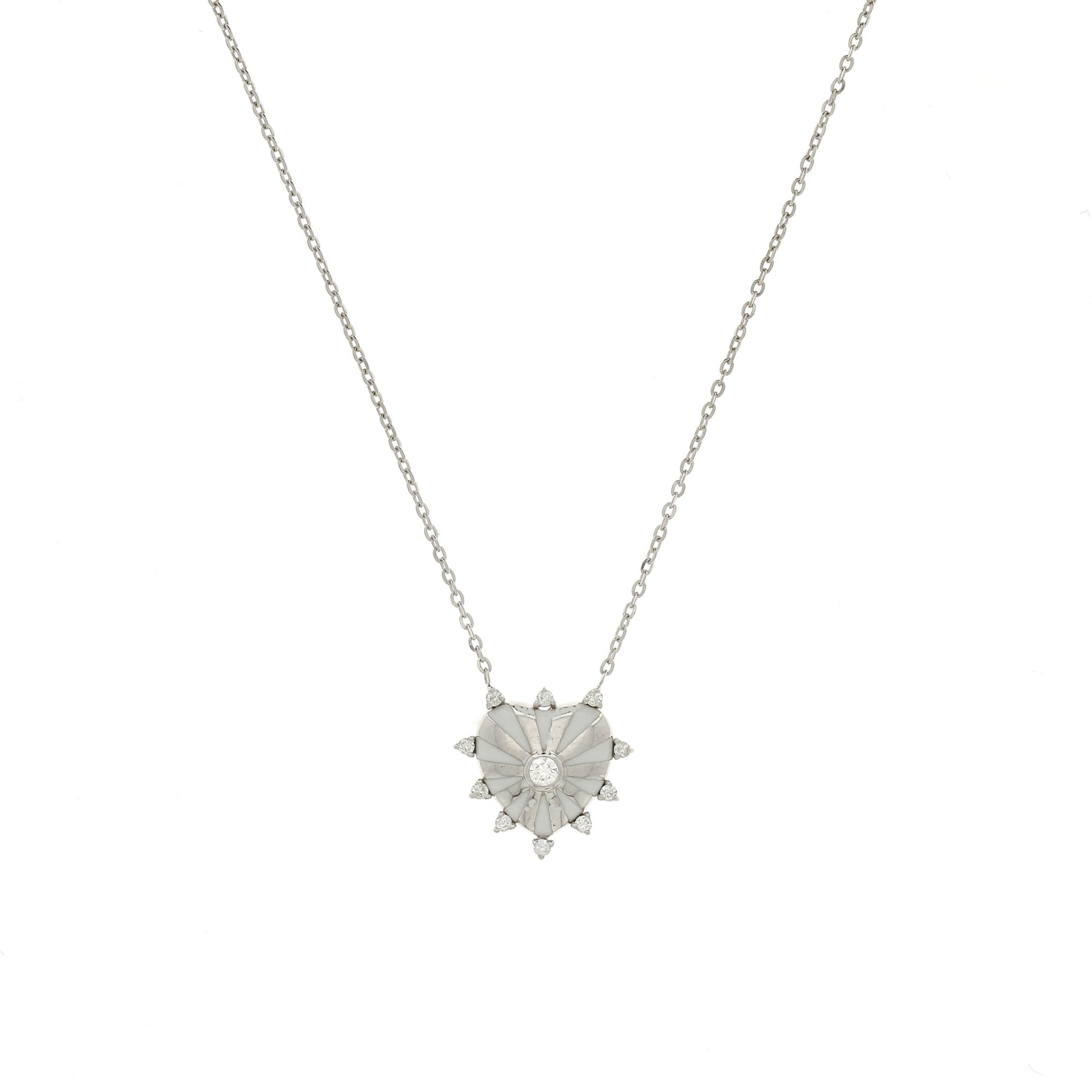 Collier Mini Mila Coeur Email Blanc Or Blanc