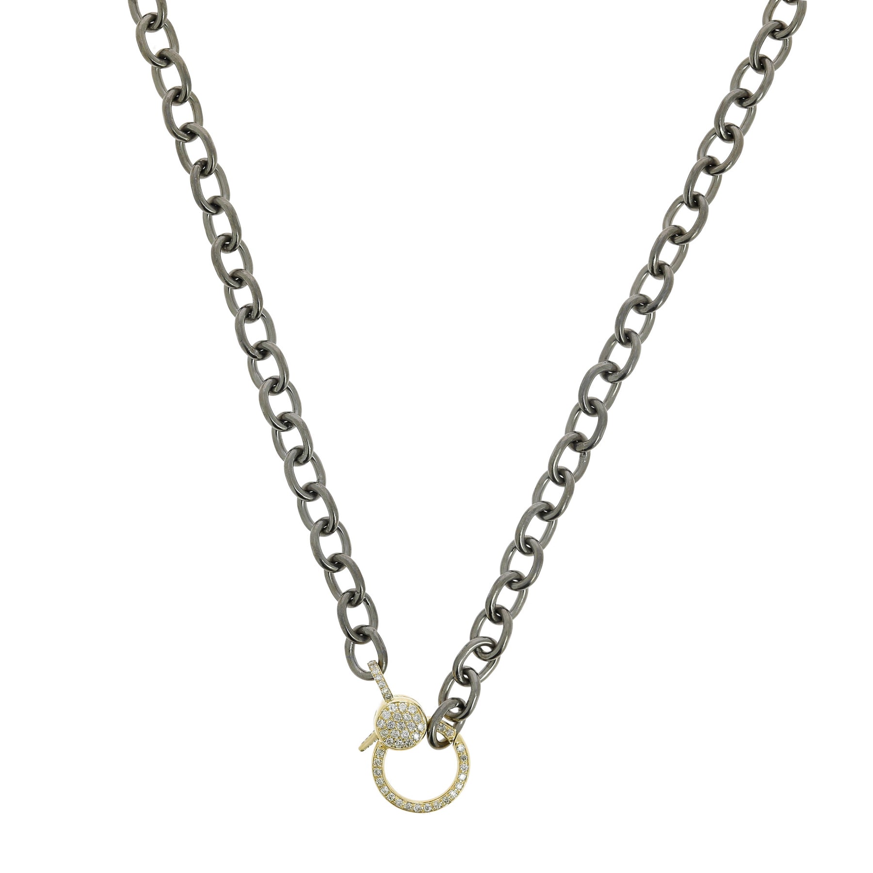 Oval Chain Necklace with Yellow Gold Clasp