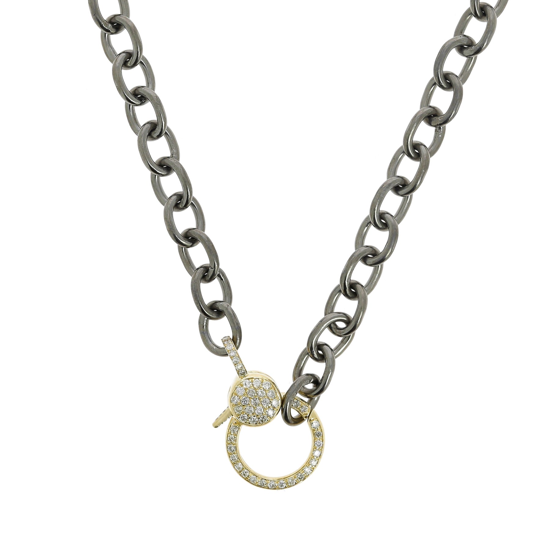 Oval Chain Necklace with Yellow Gold Clasp