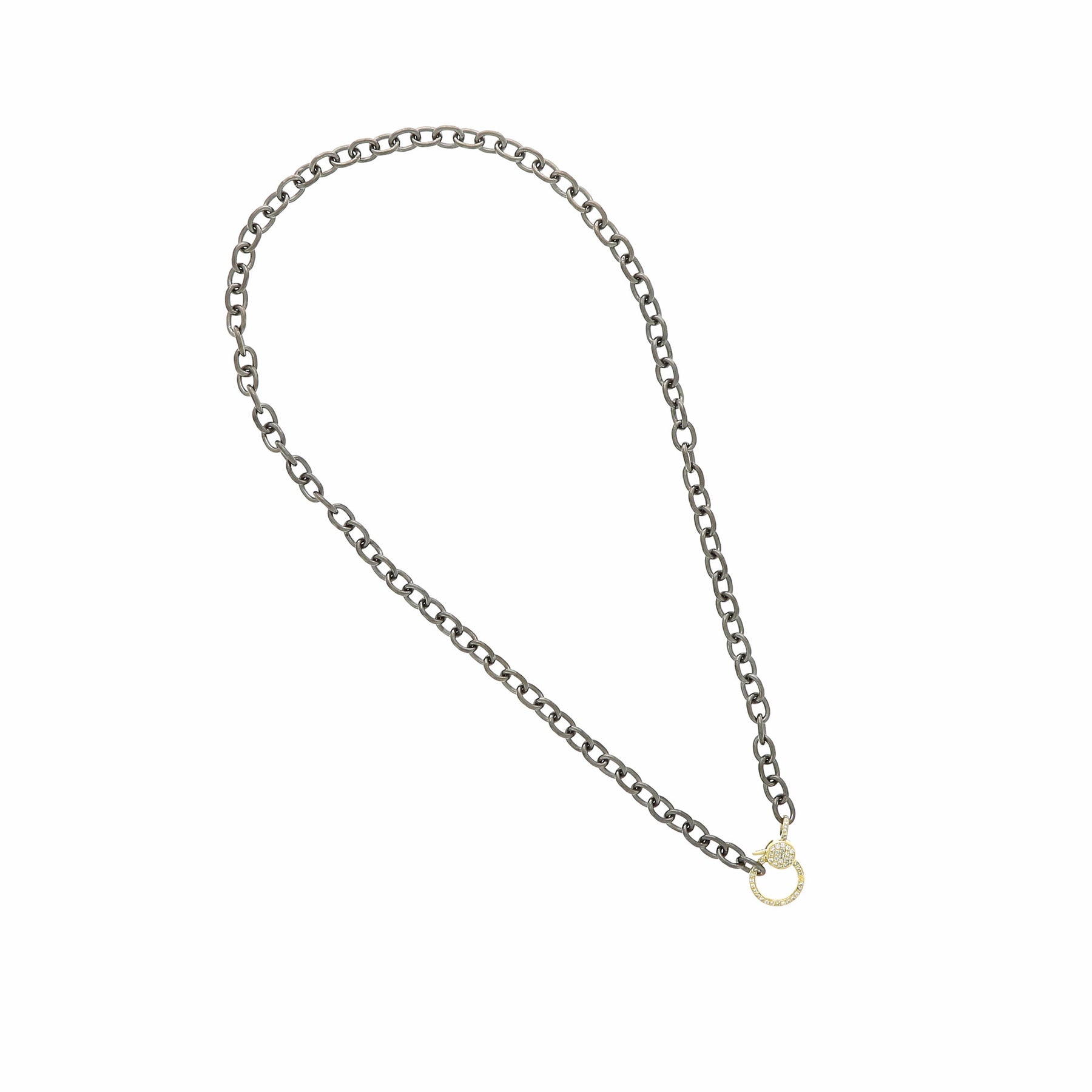 Oval Chain Necklace with Yellow Gold Clasp