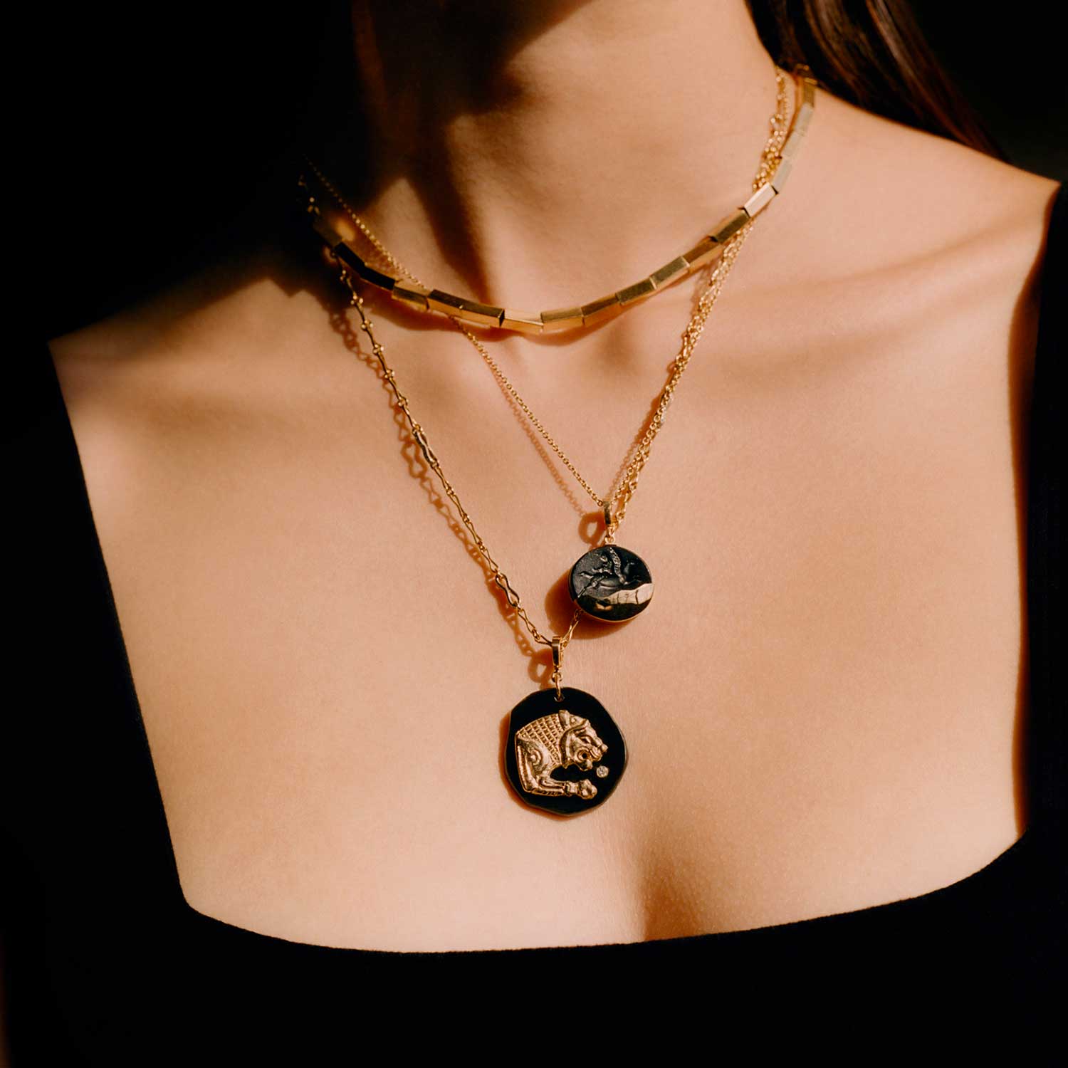 Pegasus Venetian Black Glass Charm