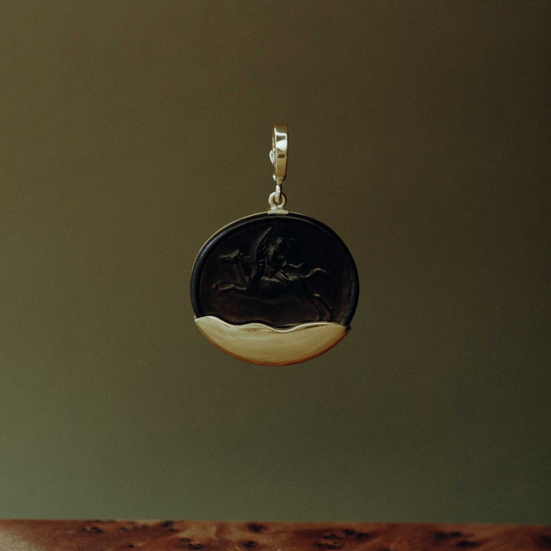 Pegasus Venetian Black Glass Charm