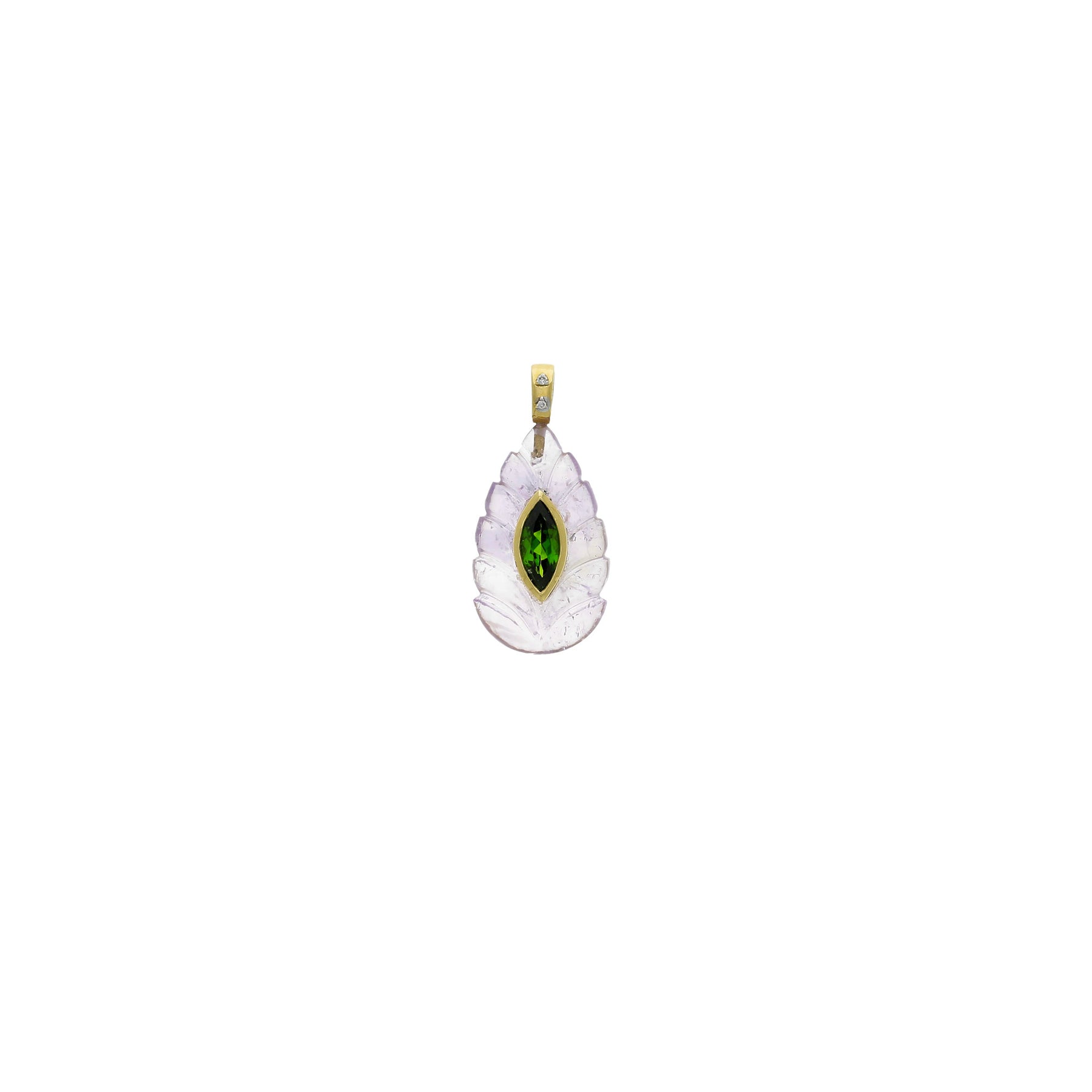 Pendentif Flame Améthyste et Diopside