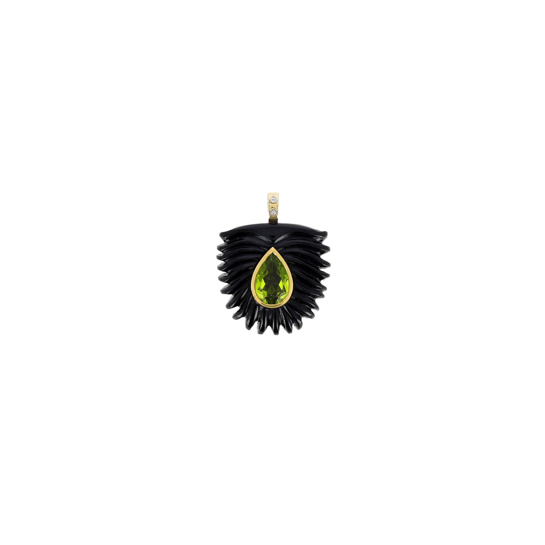 Pendentif Palme Onyx et Péridot