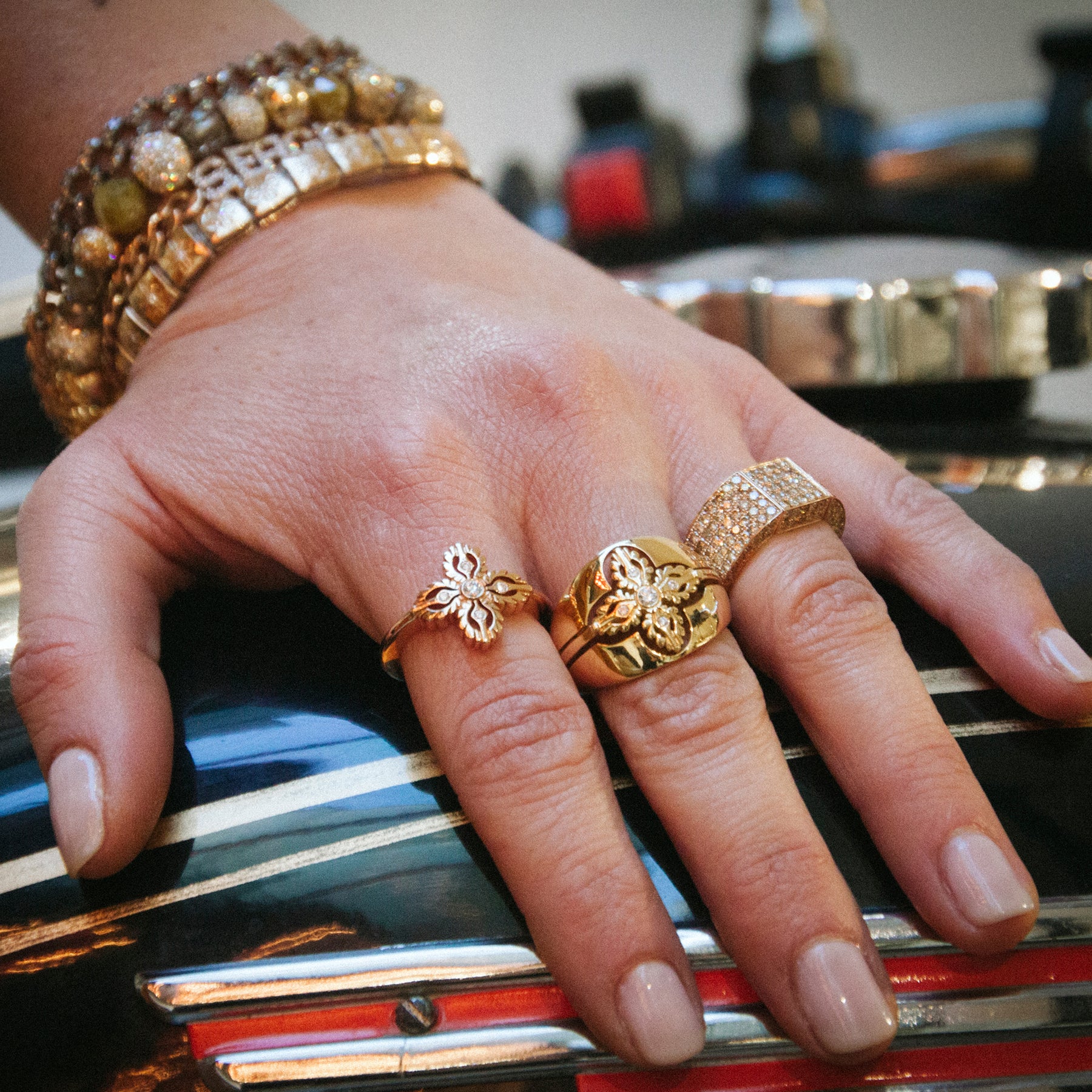 Inner Roségold und Diamant Ring