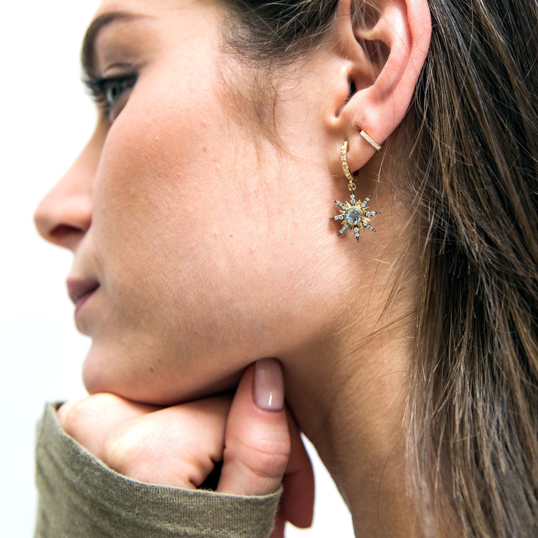 Boucle d'oreille Starburst Aquamarine