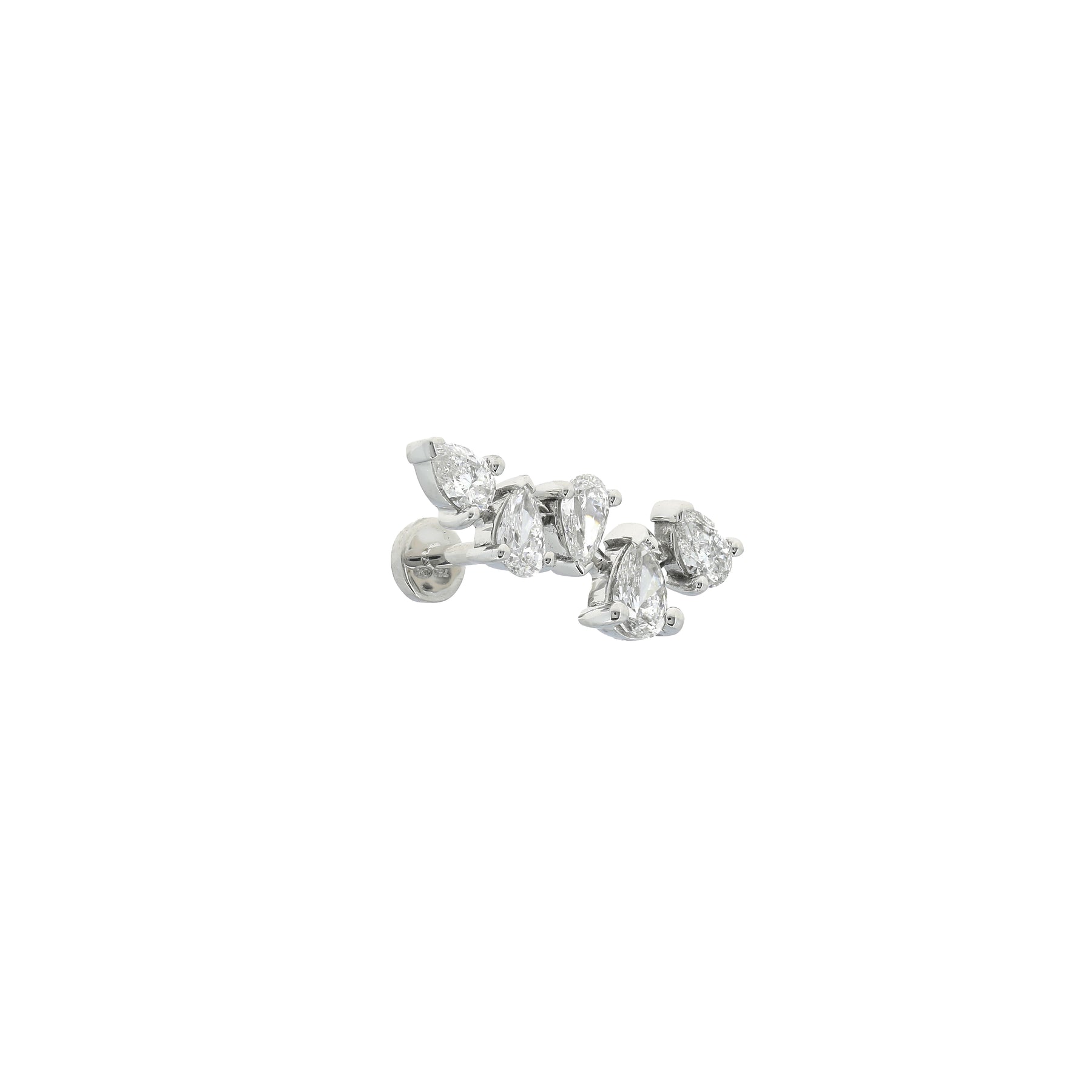 Stud Cinq Poires Espacées Diamants Or Blanc