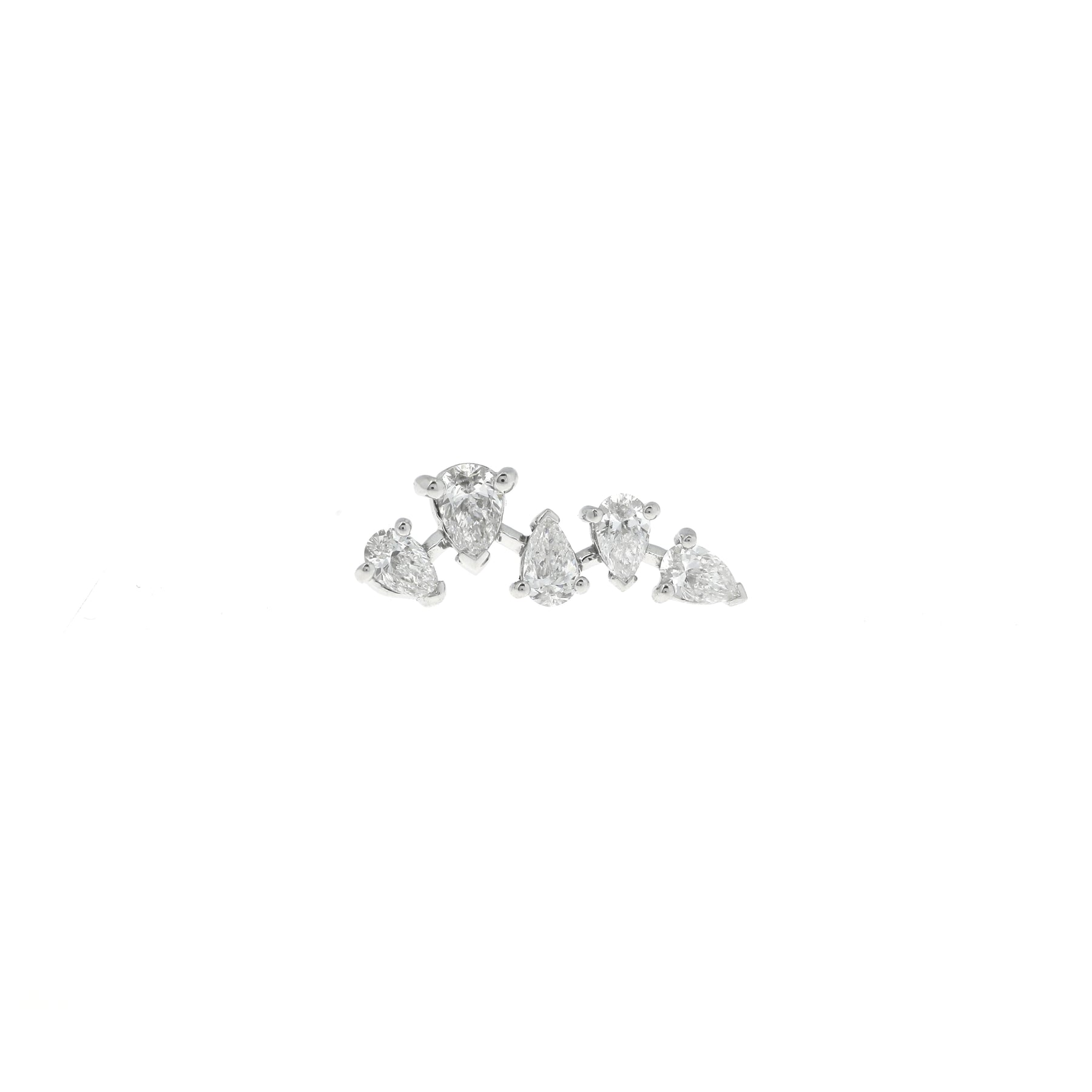 Stud Cinq Poires Espacées Diamants Or Blanc