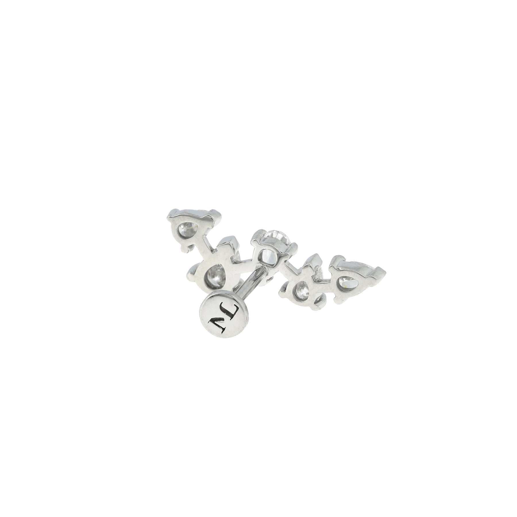 Stud Cinq Poires Espacées Diamants Or Blanc