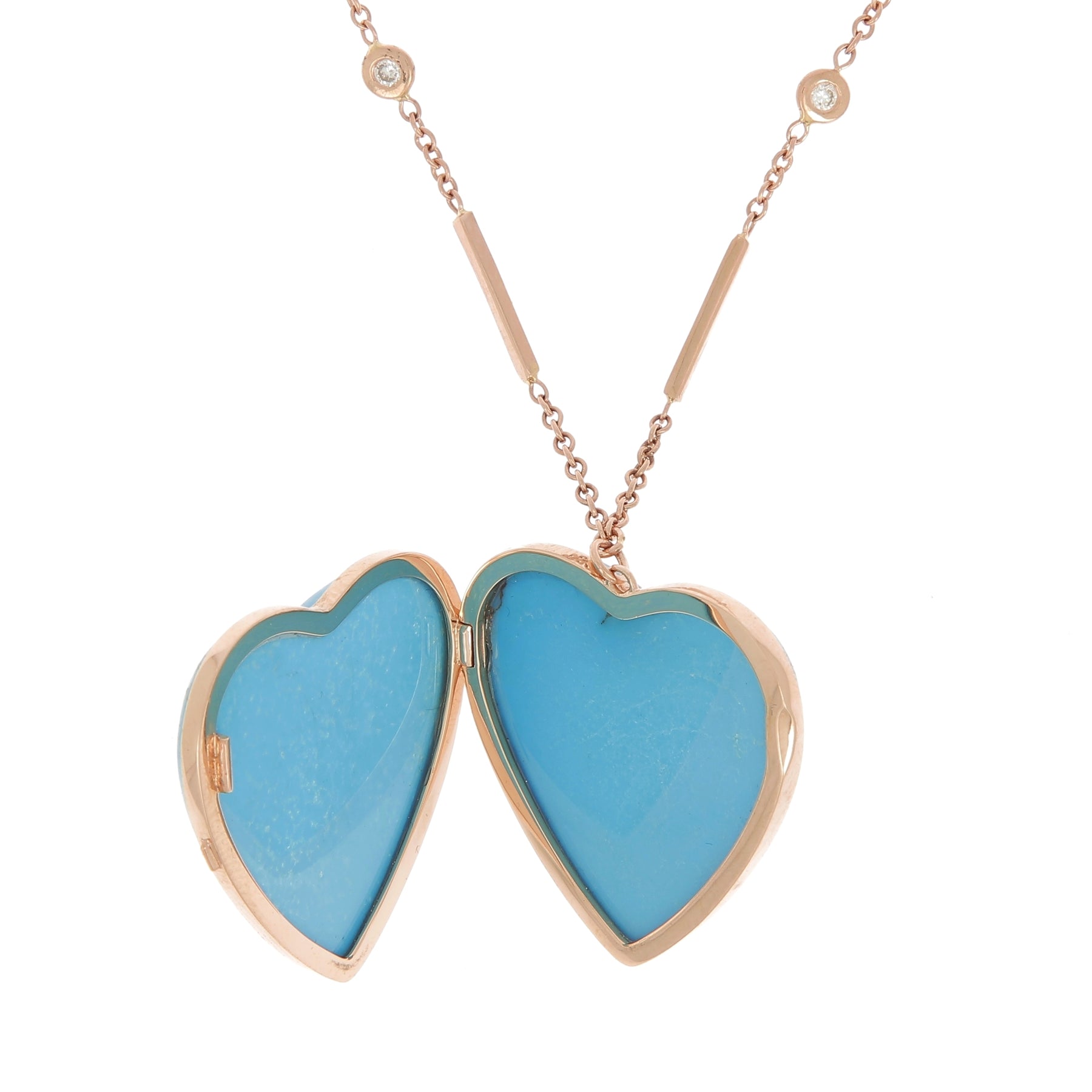 Collier coeur turquoise diamants